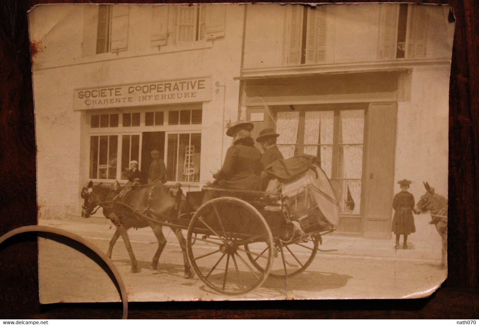 1870's Photo Musicien Saltimbanque Attelage Charente Inférieure Animée Tirage PAPIER ALBUMINÉ - Otros & Sin Clasificación