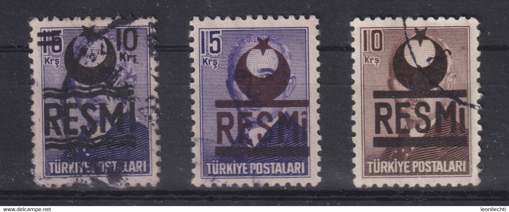 1951-1957 Türkei:  Diensmarken, Freimarken  Mit Aufdruck RESMI U. Halbmond - Gebruikt