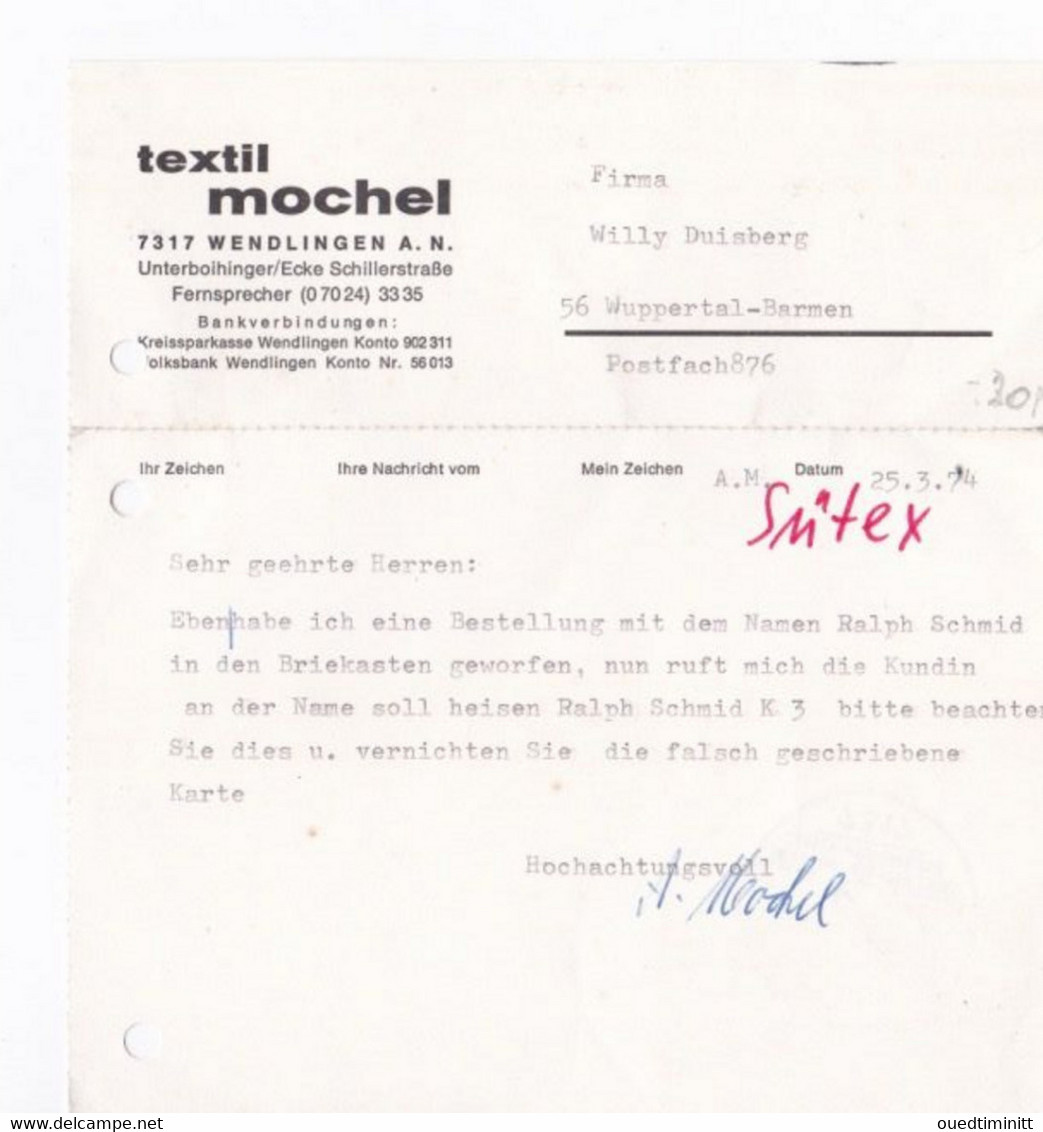Allemagne 1974 Document à Identifier... - Sonstige & Ohne Zuordnung