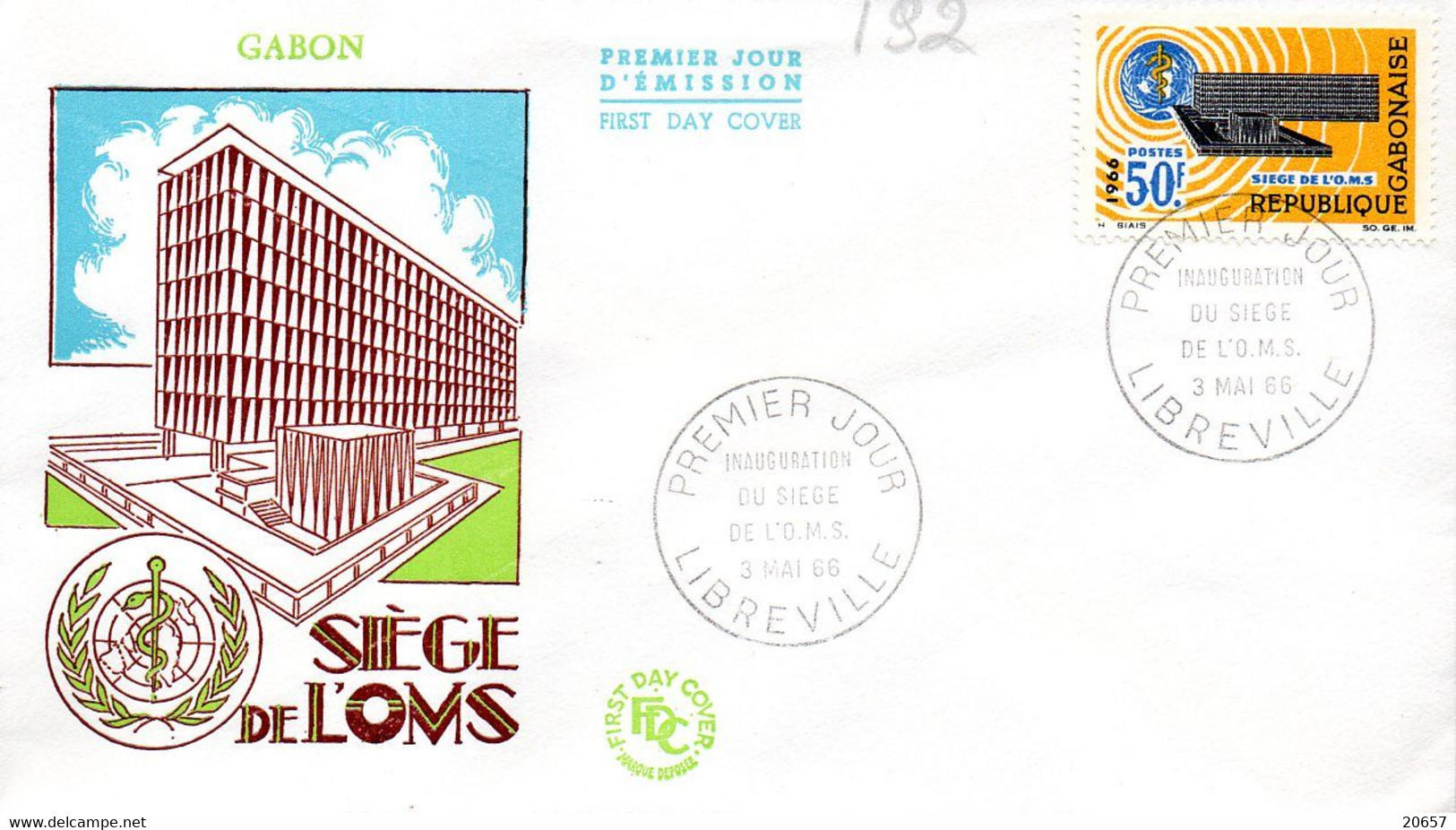 GABON 0192 Fdc OMS, Santé - OMS