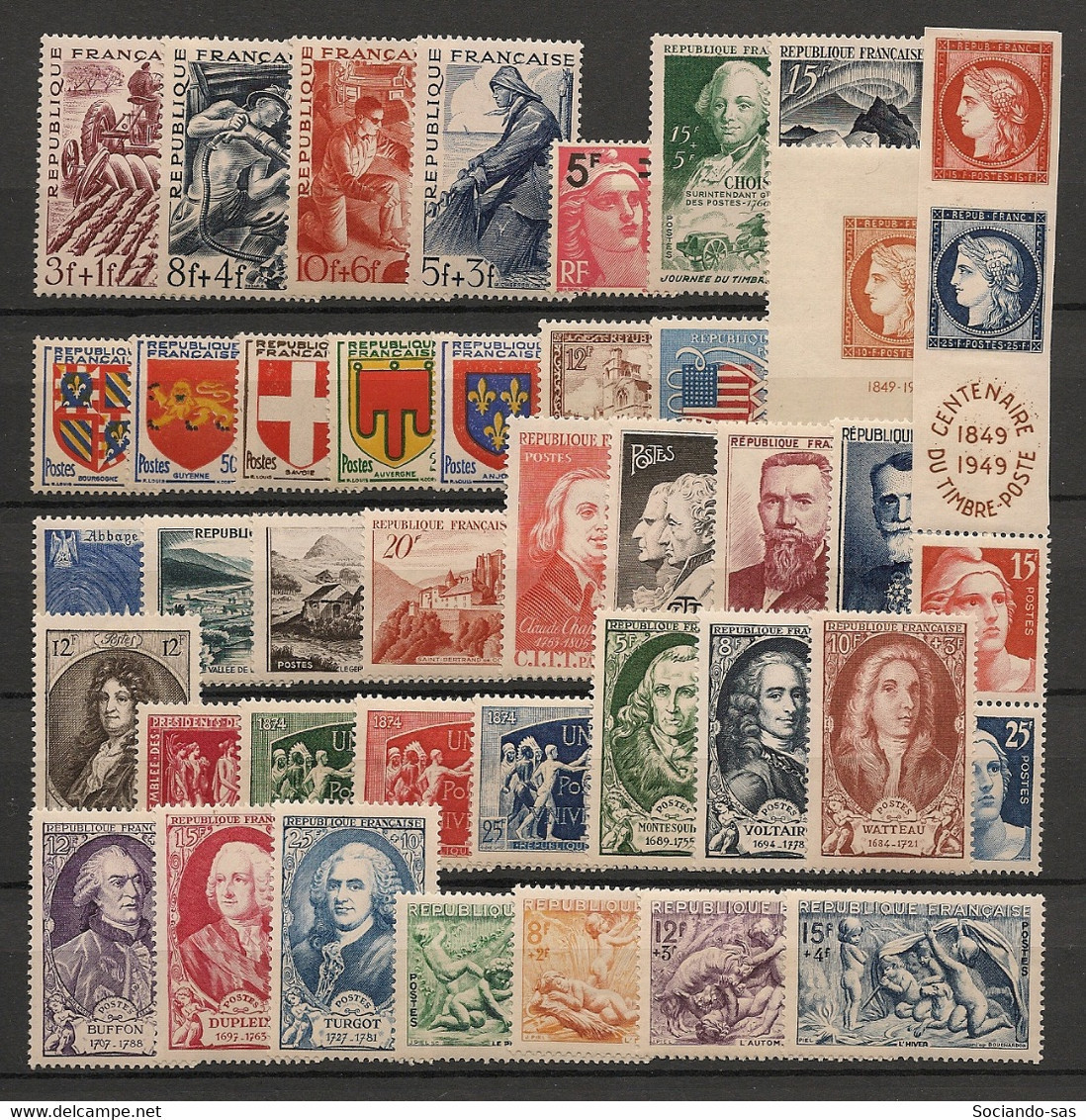 FRANCE - Année Complète 1949 - N°Yv. 823 à 862 - Complet - Neuf Luxe ** / MNH / Postfrisch - 1940-1949