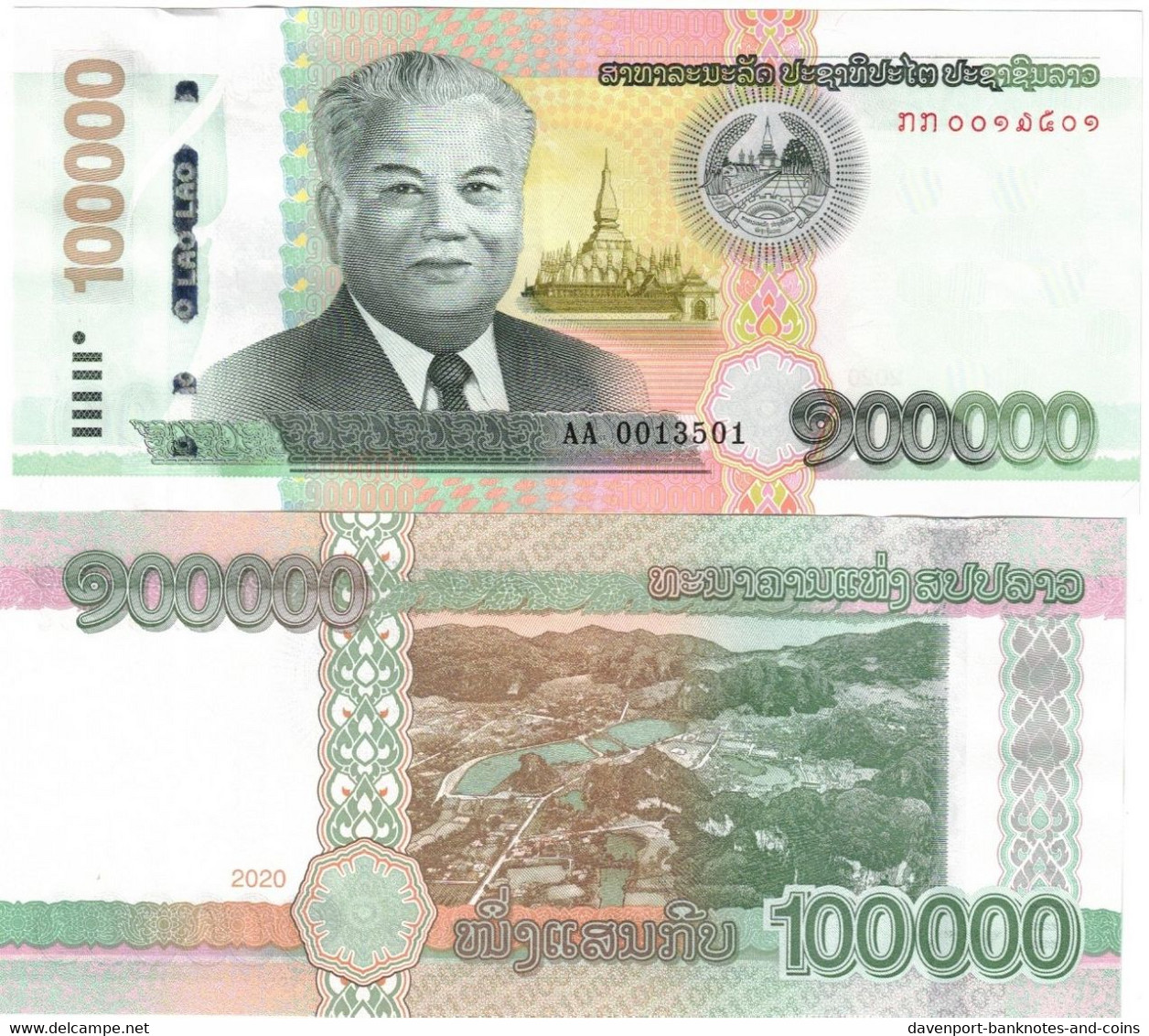 FULL SET Laos 5000, 10000, 20000, 50000 & 100000 Kip 2020 (2022) UNC - Laos