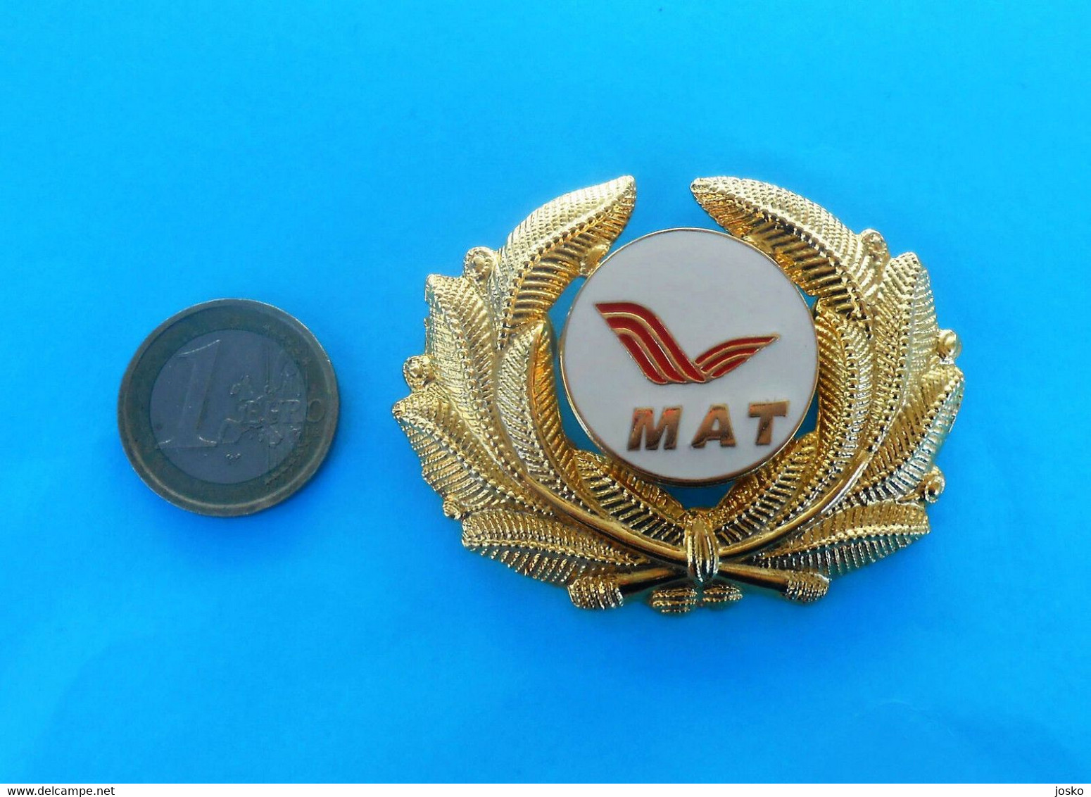 MACEDONIAN AIRLINES (MAT) Official Captain Pilot Wings Badge * Large Size * North Macedonia Airline Airways Plane Avion - Tarjetas De Identificación De La Tripulación