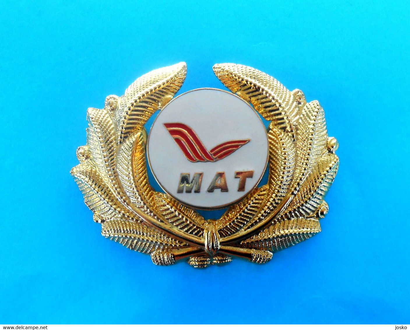 MACEDONIAN AIRLINES (MAT) Official Captain Pilot Wings Badge * Large Size * North Macedonia Airline Airways Plane Avion - Tarjetas De Identificación De La Tripulación