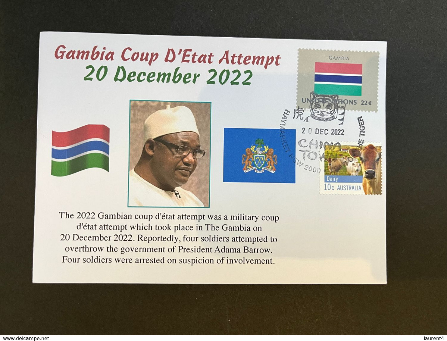 (2 N 18) Gambia Coup D'etat Attempt (20-12-2022) With Gambia UN Flog Stamp - Gambie