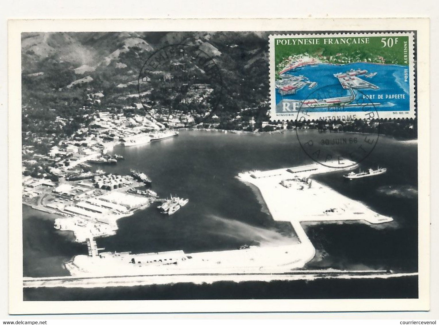 POLYNESIE FRANCAISE - Carte Maximum 50F Port De Papeete - 30 Juin 1966 - Maximum Cards
