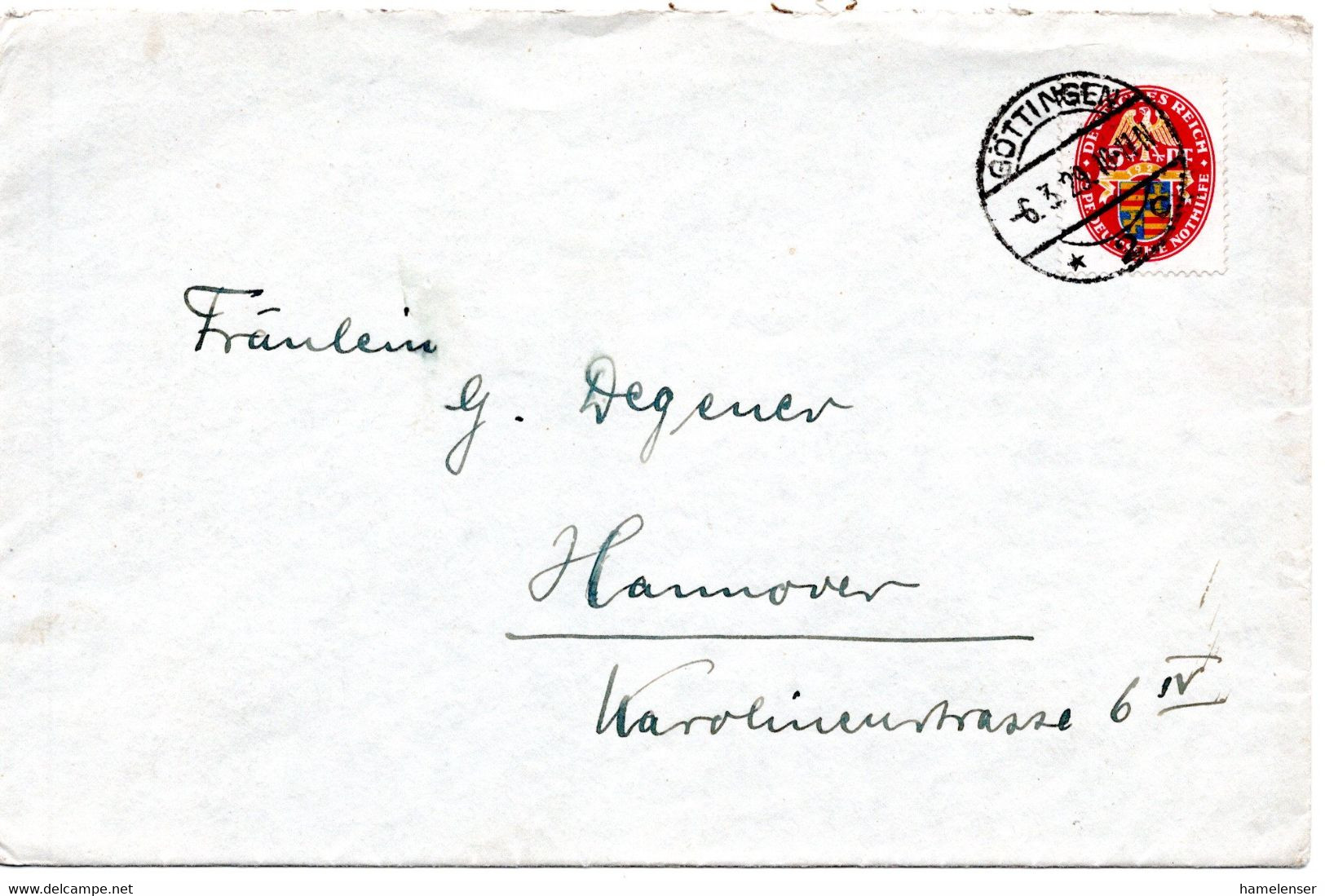 56157 - Deutsches Reich - 1929 - 15Pfg Nothilfe EF A Bf GOETTINGEN -> Hannover - Covers