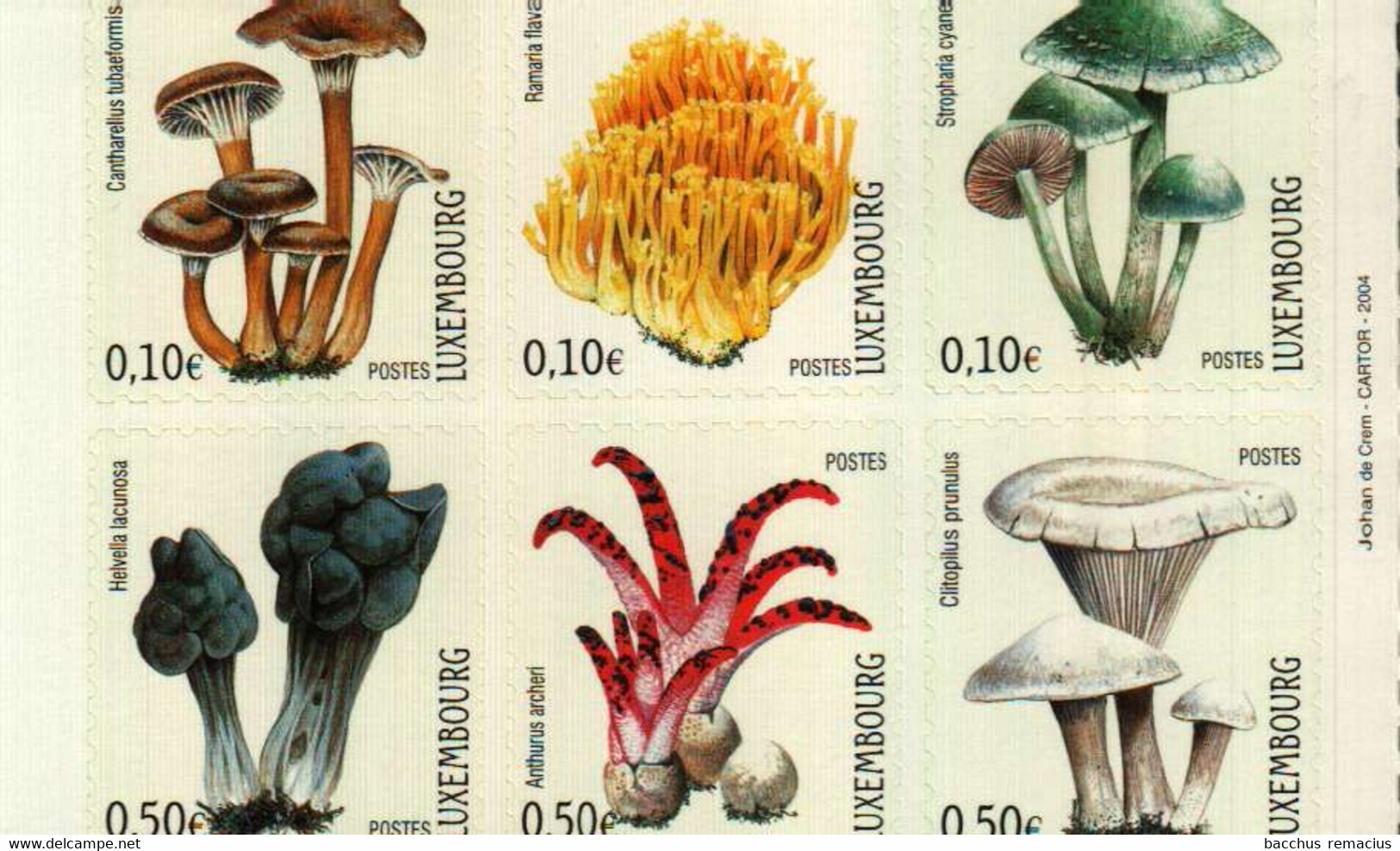 Luxembourg 1/2 Carnet De Timbres-Poste Autocollants (3x0,10 + 3x0,50 Euro) Champignons,Pilze,Mushrooms 2004 - Carnets