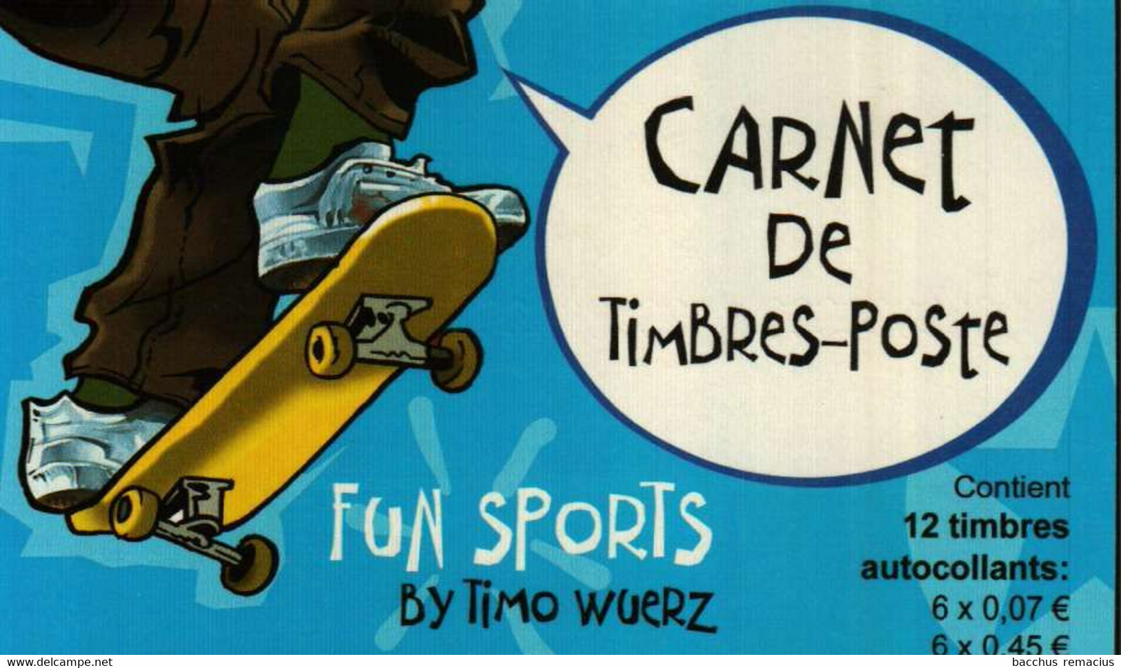 Luxembourg 1/2 Carnet De Timbres-Poste Autocollants (3x0,07+ 3x0,45 Euro) Fun Sports By Timo Wuerz 2002 - Booklets