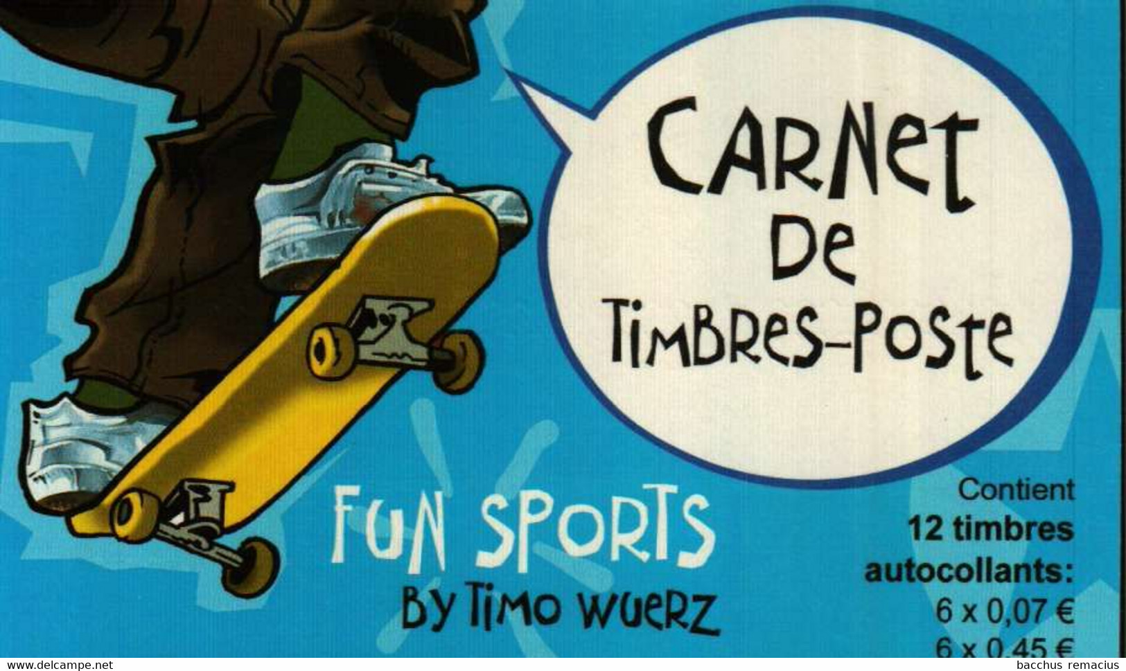 Luxembourg 1/2 Carnet De Timbres-Poste Autocollants (3x0,07+ 3x0,45 Euro) Fun Sports By Timo Wuerz 2002 - Libretti