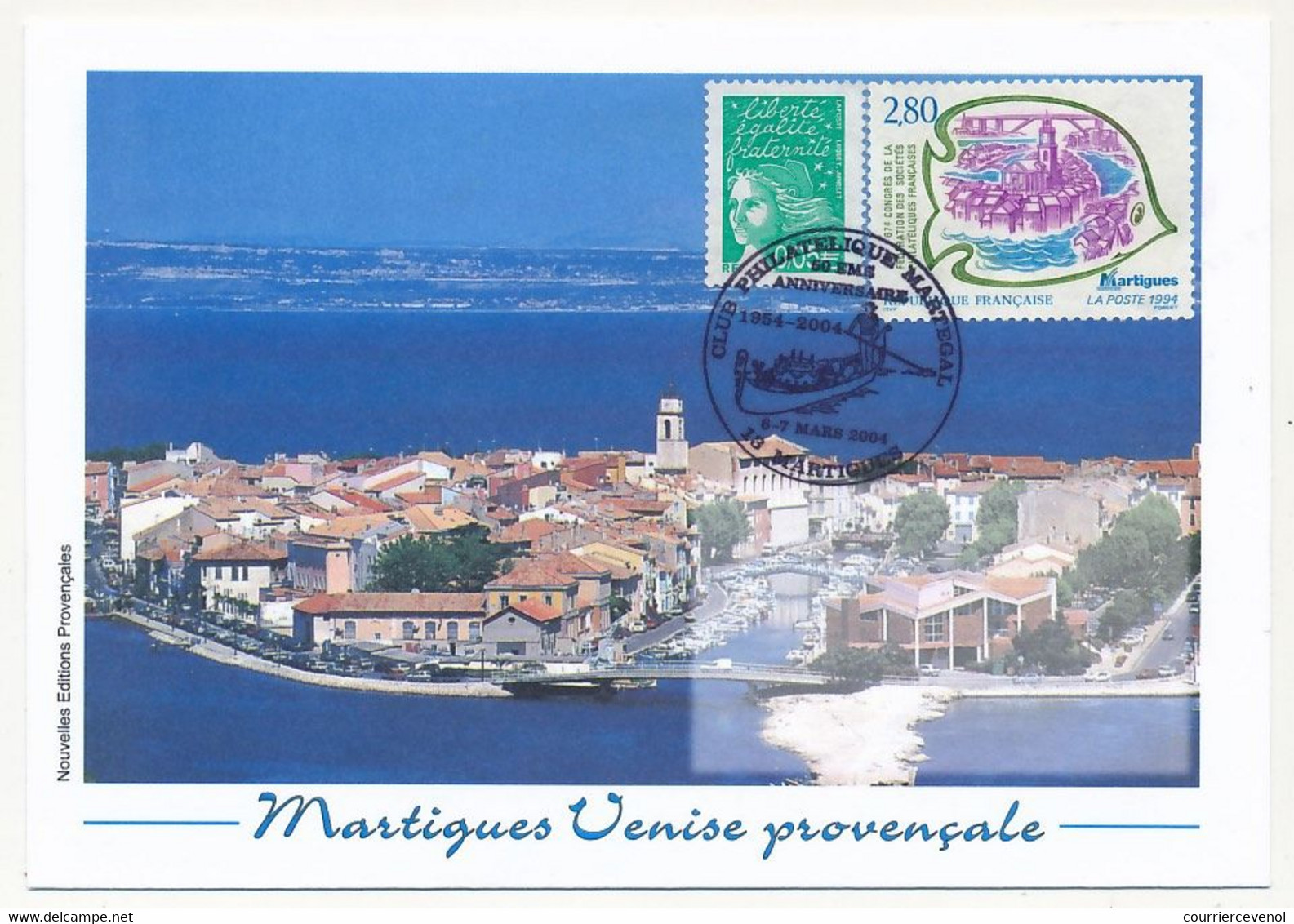 FRANCE - Carte Maximum + Enveloppe - 2,80 MARTIGUES Obl Temporaire 50eme Anniversaire Club 6/7 Mars 2004 - 2000-2009