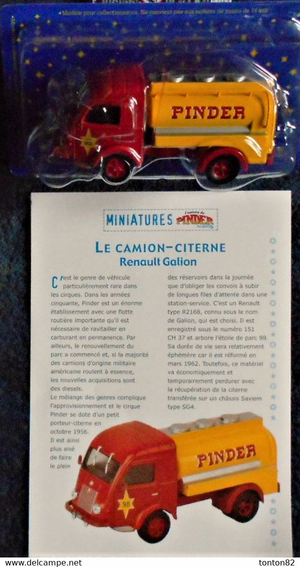 Cirque PINDER - Camion Citerne - Renault Galion .- Plus Un Livret Du Cirque Pinder 14 Pages . - Vrachtwagens, Bus En Werken