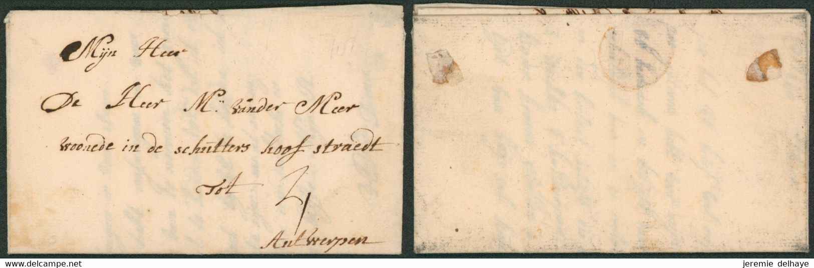 Précurseur - LAC Datée De Meenen (1751) + Griffe En Creux MENIN Port 4 Sous > Antwerpen - 1714-1794 (Paises Bajos Austriacos)