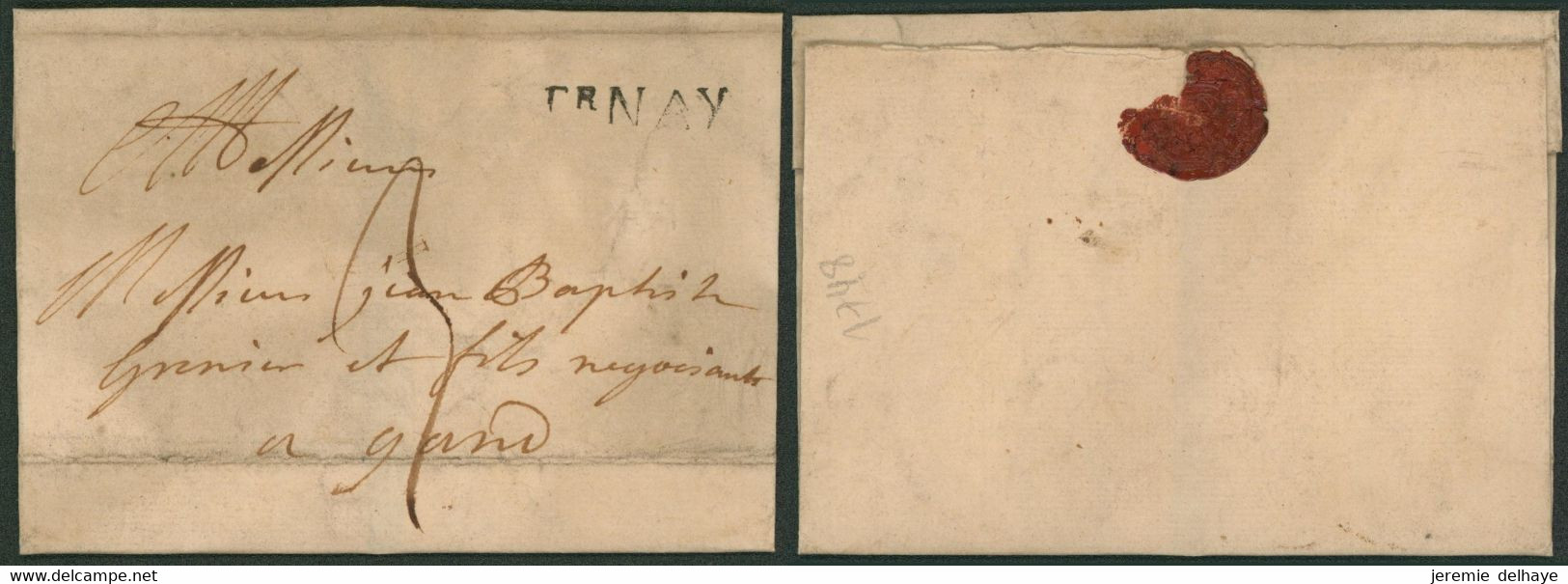 Précurseur - LSC Datée De Tournay (1748) + Obl Linéaire Noir TRNAY, Port "3" > Gand - 1714-1794 (Paises Bajos Austriacos)