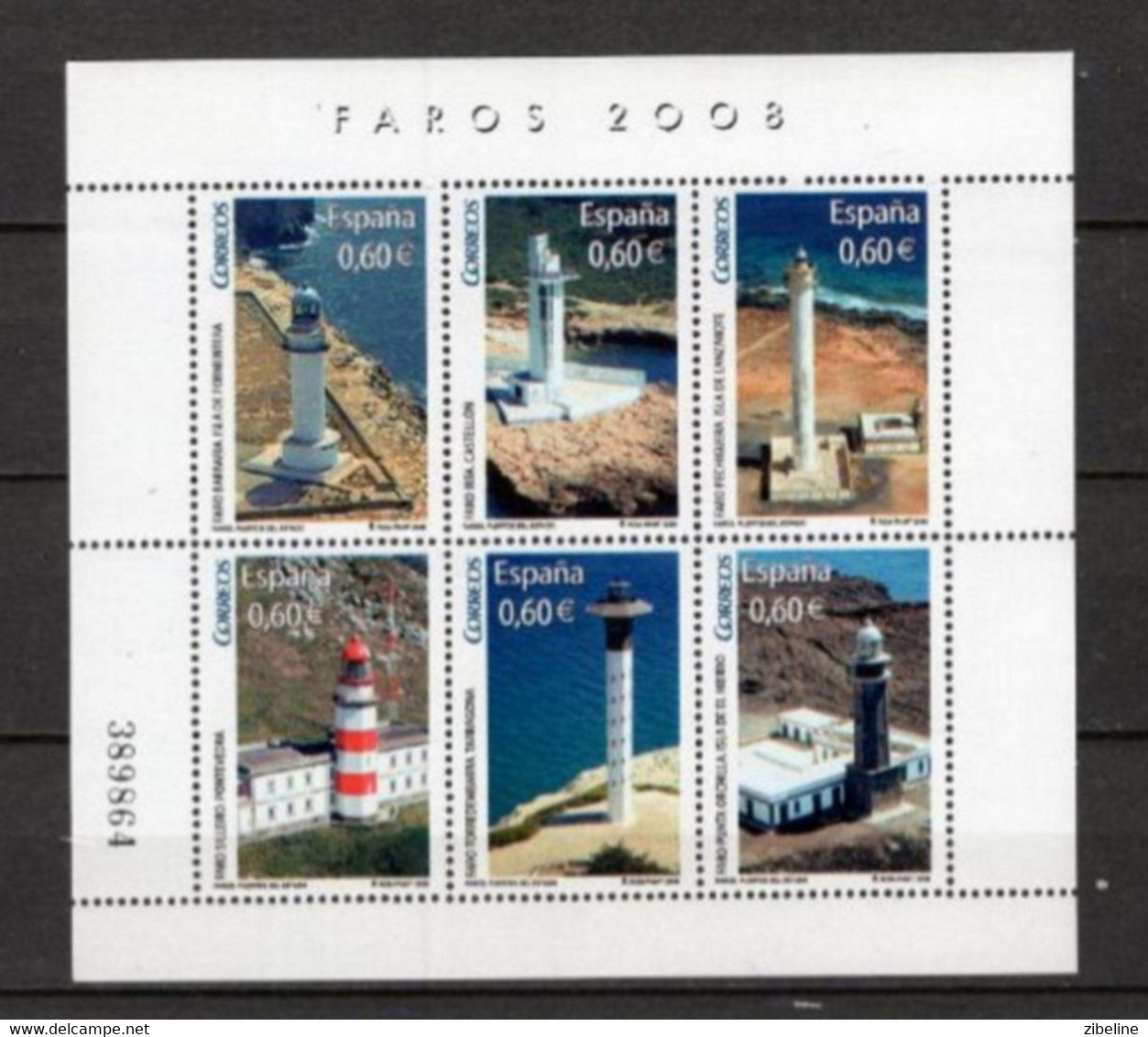 ZIBELINE ESPAGNE ESPANA SPAIN  XX MNH  PHARE FARO LIGHTHOUSE 2008 - Vrac (max 999 Timbres)