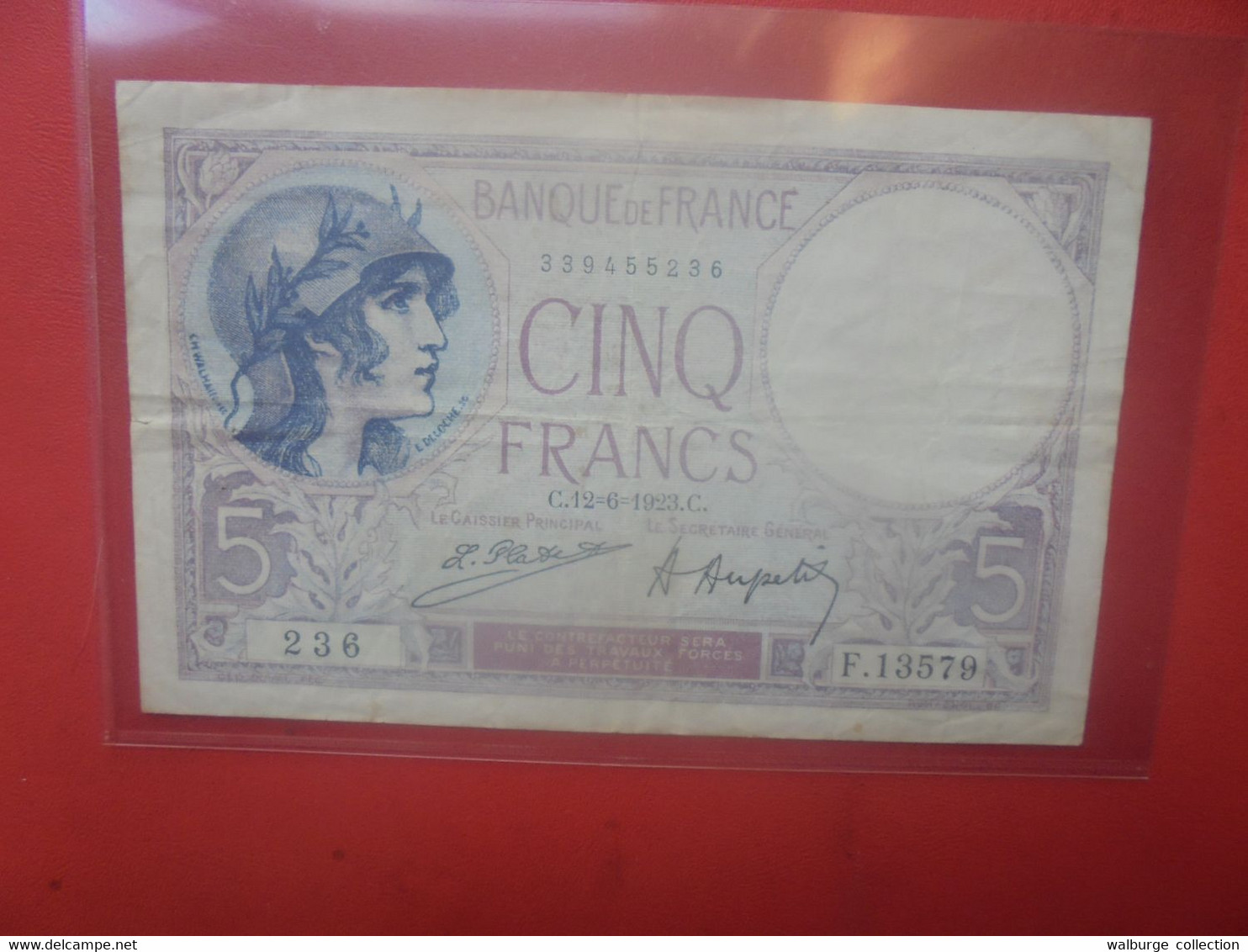 FRANCE 5 FRANCS 12-6-1923 Circuler (B.28) - 5 F 1917-1940 ''Violet''