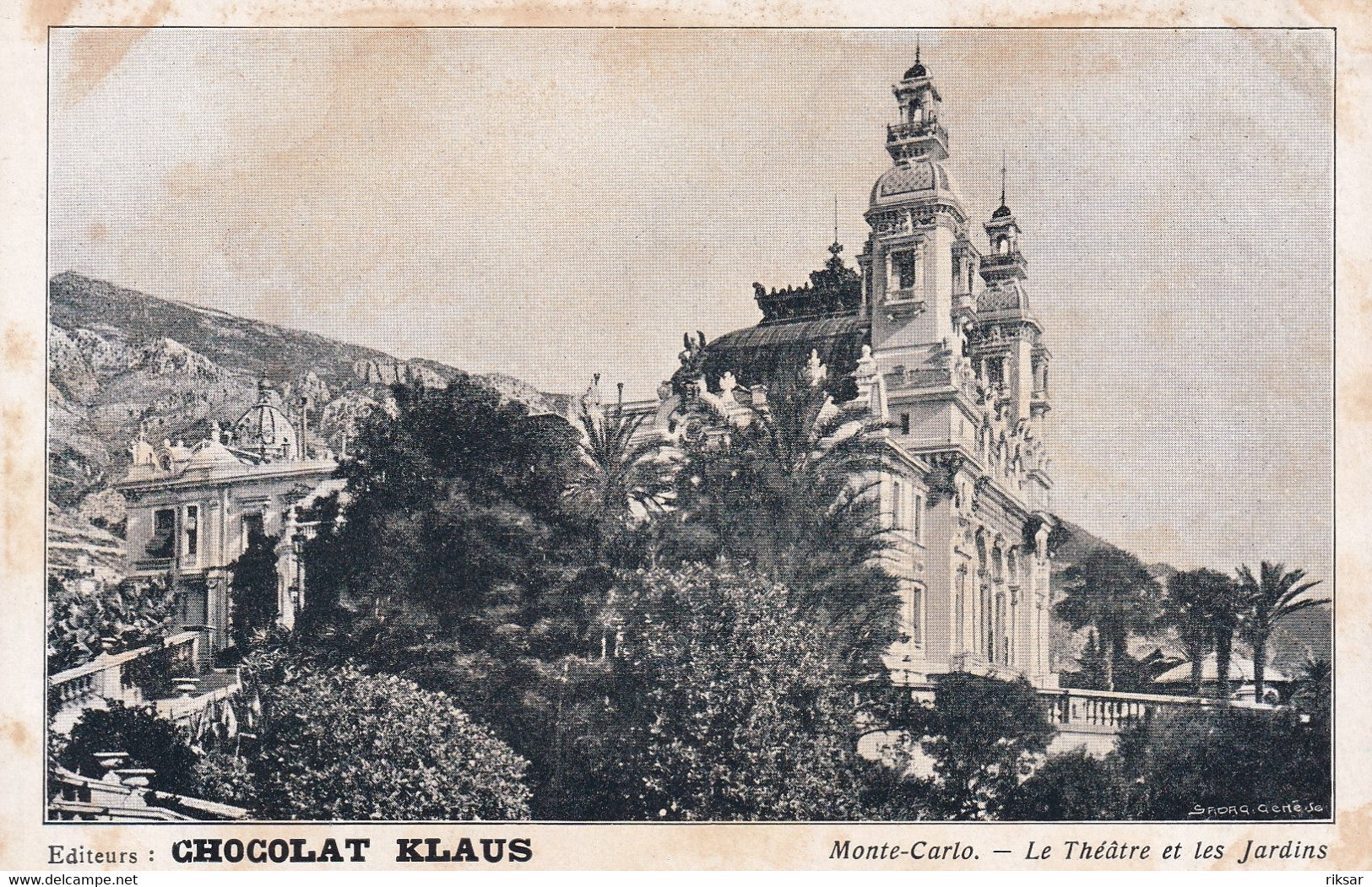 MONACO(THEATRE) PUBLICITE CHOCOLAT KLAUS - Operahuis & Theater