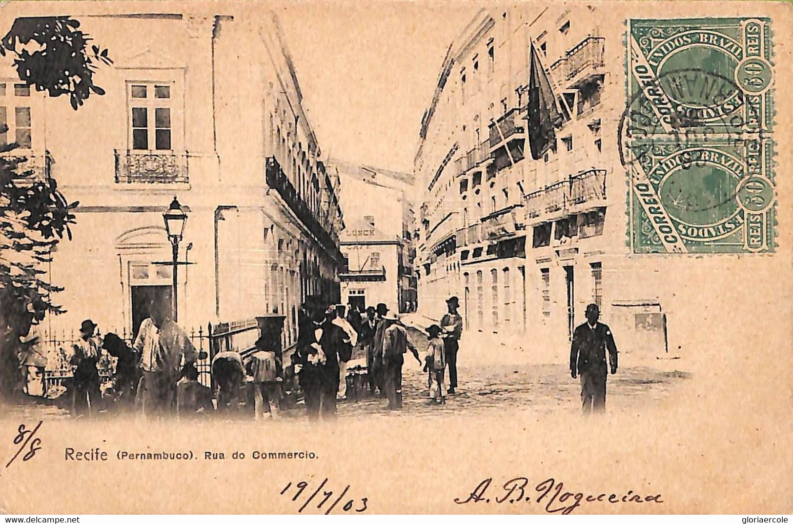 Ac1595 - BRAZIL - VINTAGE POSTCARD  -  Recife - 1903 - Recife