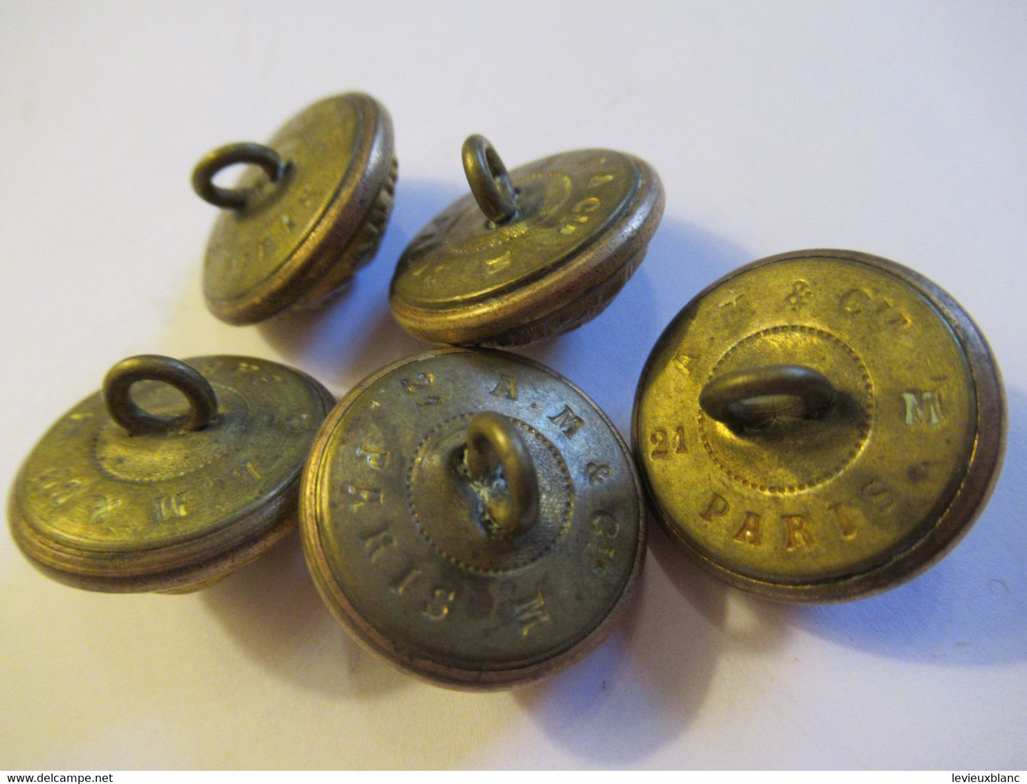 5 Boutons Anciens Bombés/Militaria/Médecine/ CADUCEE/A M & Cie Paris/2,1 Cm /début XXéme   BOUT198 - Knöpfe