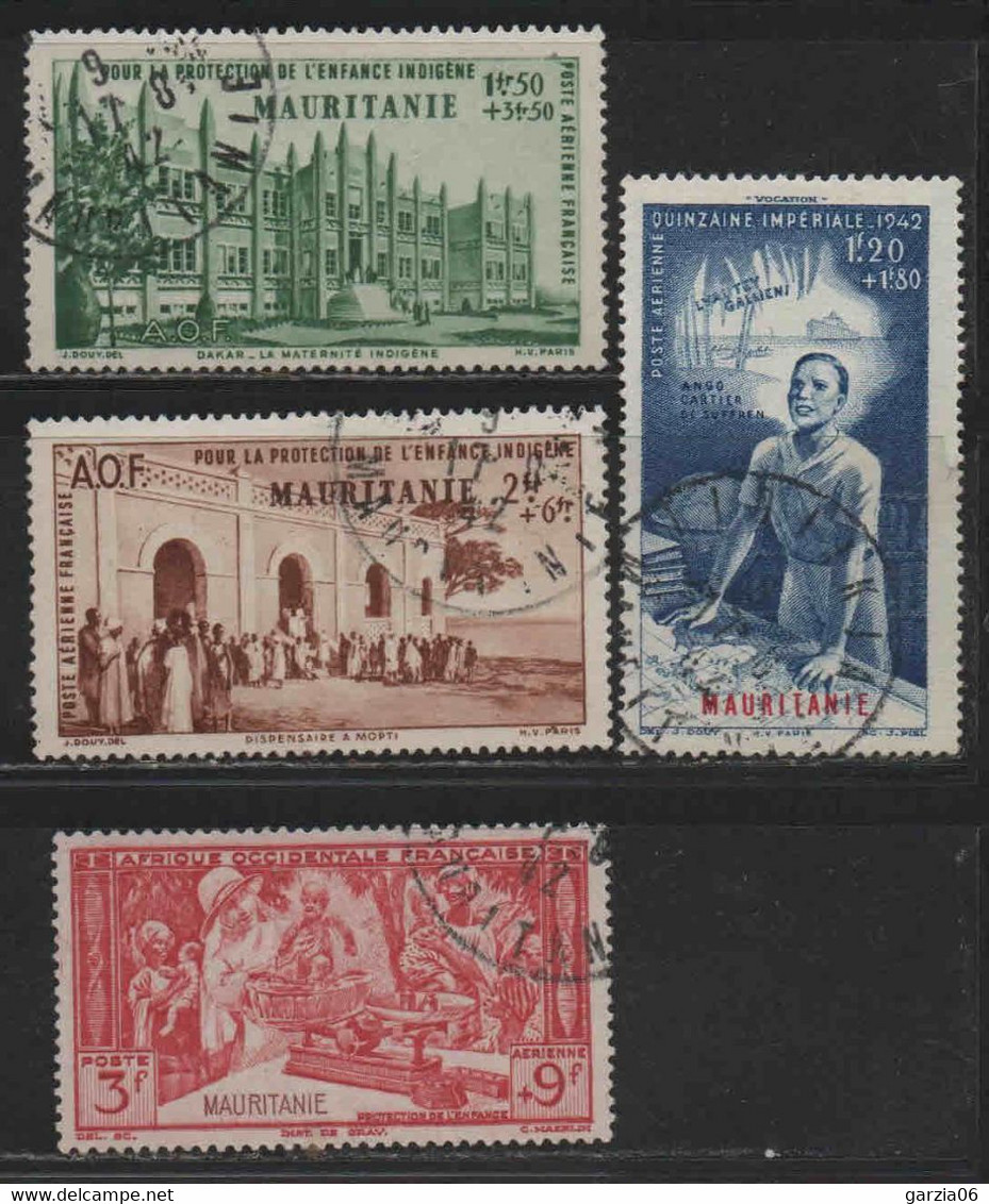 Mauritanie  - 1942 - Protection De L' Enfance / Quinzaine Impériale   - PA 6 à 9 - Oblit - Used - Usati