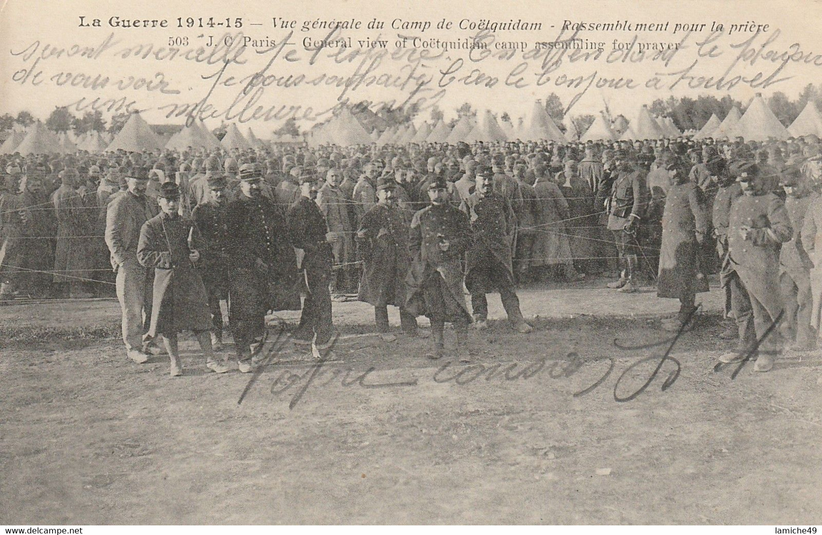 La Guerre 1914 -15 Vue Générale Du Camp De Coëtquidam Circulée 1915 - Guer Coetquidan