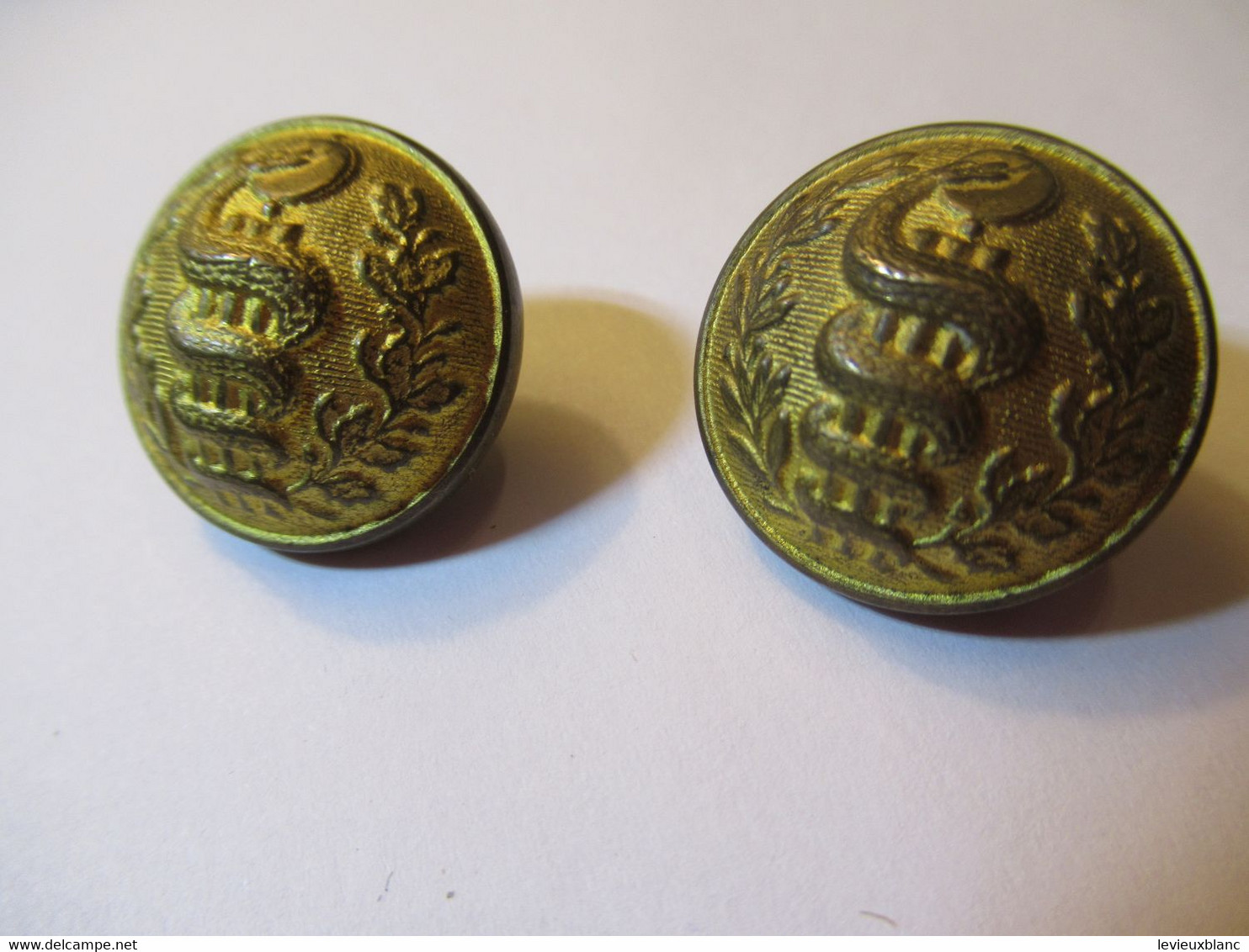 2 Boutons Anciens Bombés/Militaria/Médecine/ CADUCEE/Farget & Salignac/ LYON/2,1 Cm /début XXéme   BOUT202 - Buttons