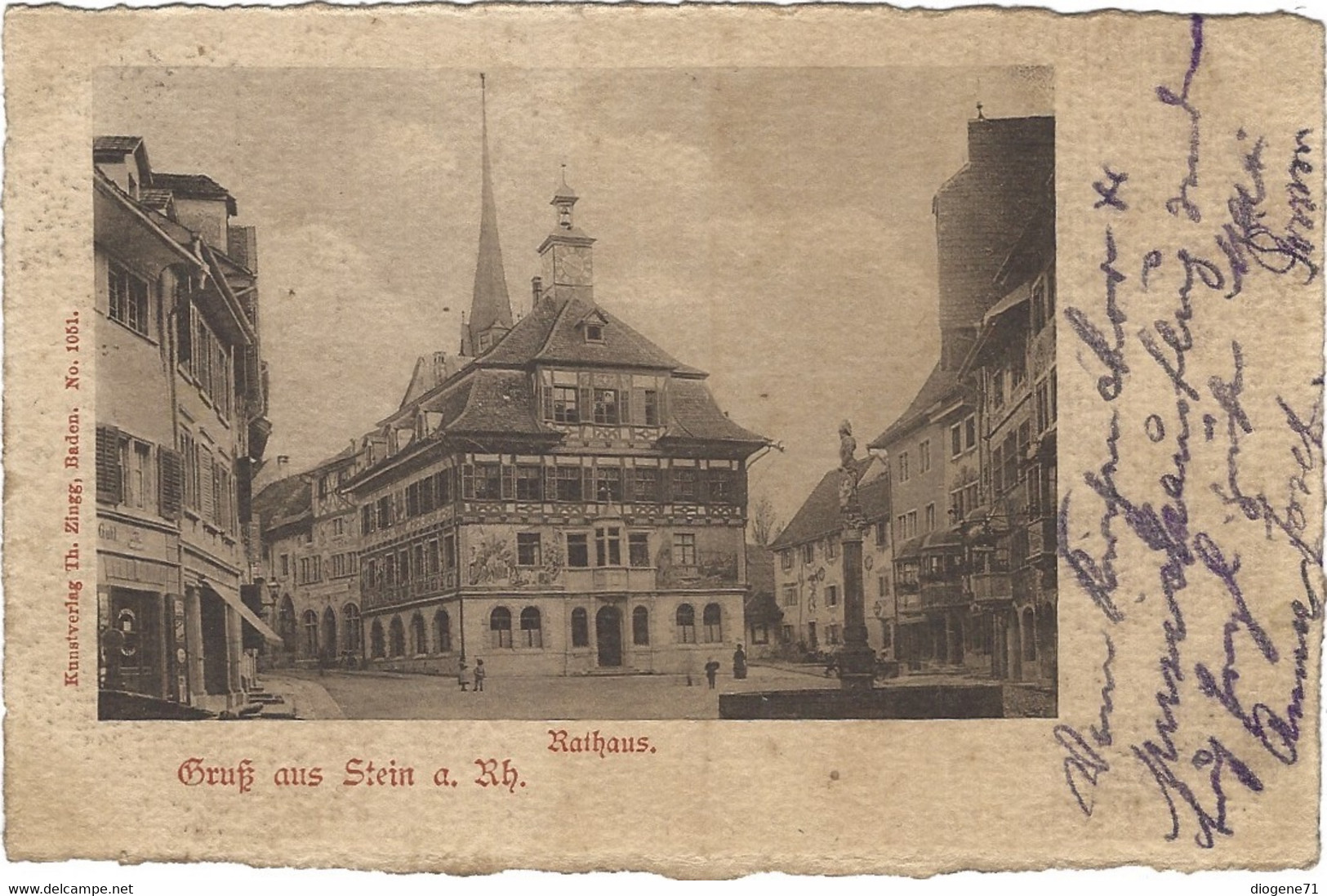 Gruss Aus Stein Am Rhein Rathaus 1902 Stempel Dampfboot - Stein Am Rhein