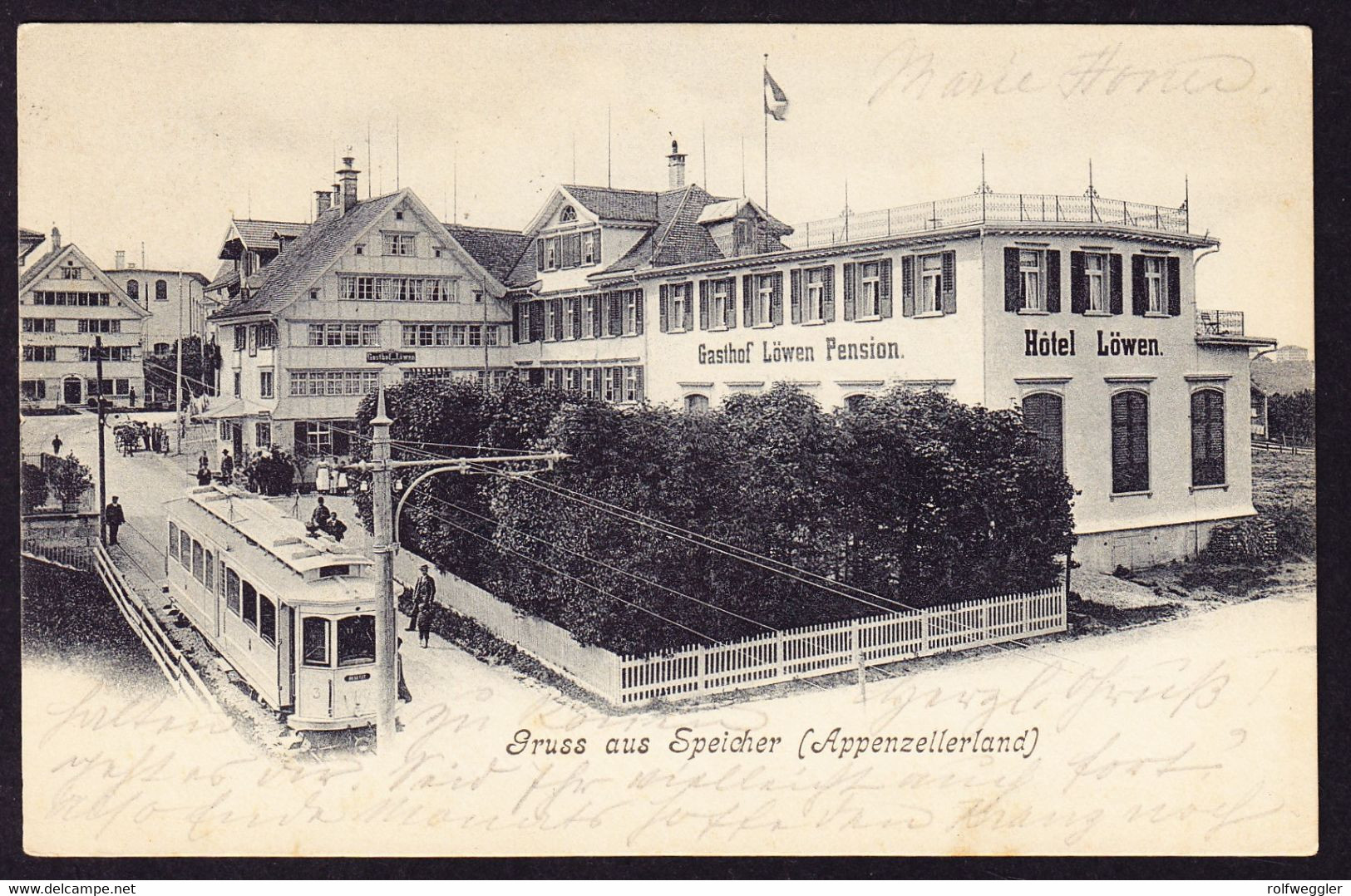 1907 Gelaufene AK Aus Speicher. Hotel Löwen Mit Eisenbahn. - Speicher