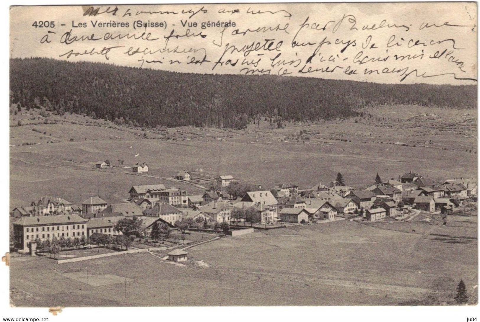 Suisse - Neuchâtel - Les Verrières - Vue Générale - Ambulant - Griffe Verrières - Carte Postale Pour La France - 1910 - Les Verrières