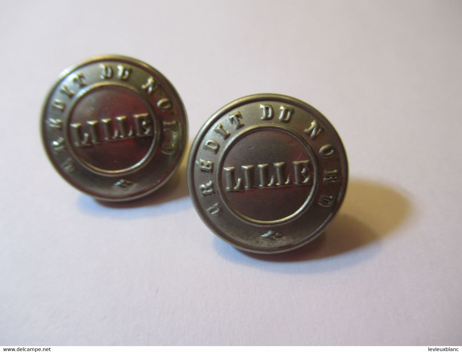 2  Boutons Anciens /Militaria Banque/ CREDIT Du NORD :/LILLE/Ancre & Grenade /1,5  Cm / Mi-XXéme   BOUT208 - Buttons