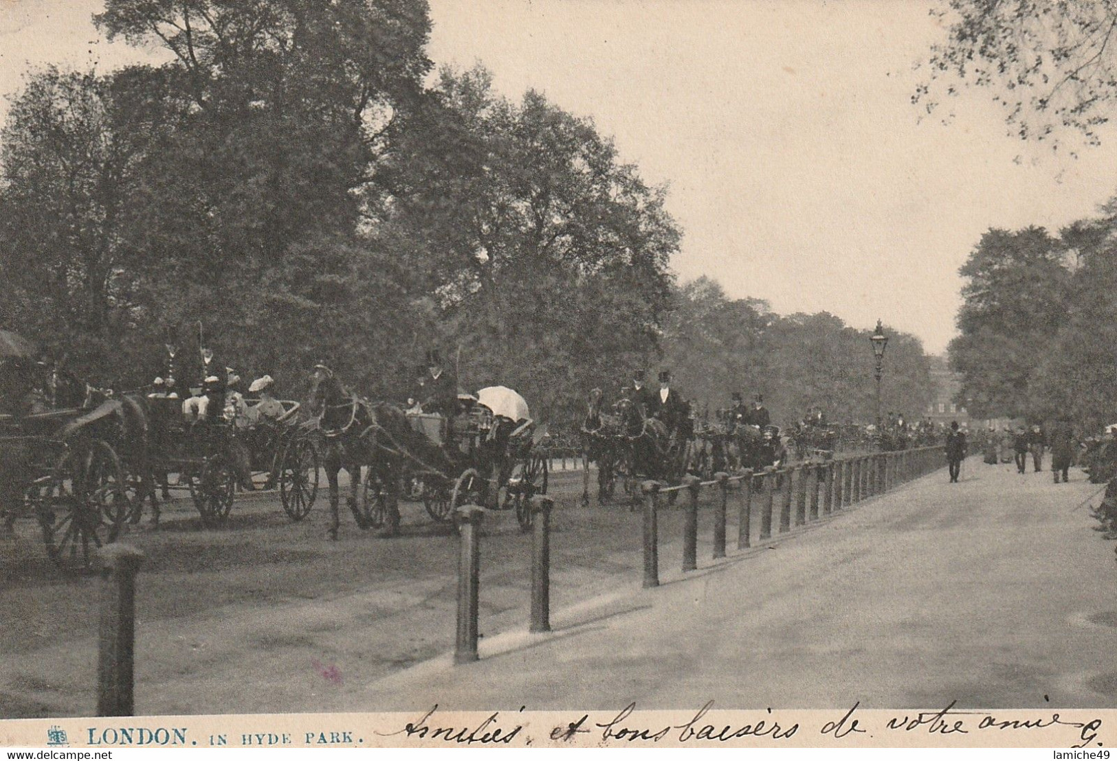 LONDRES LONDON  Hyde Park Attelage Calèche Timbre 1904 - Hyde Park