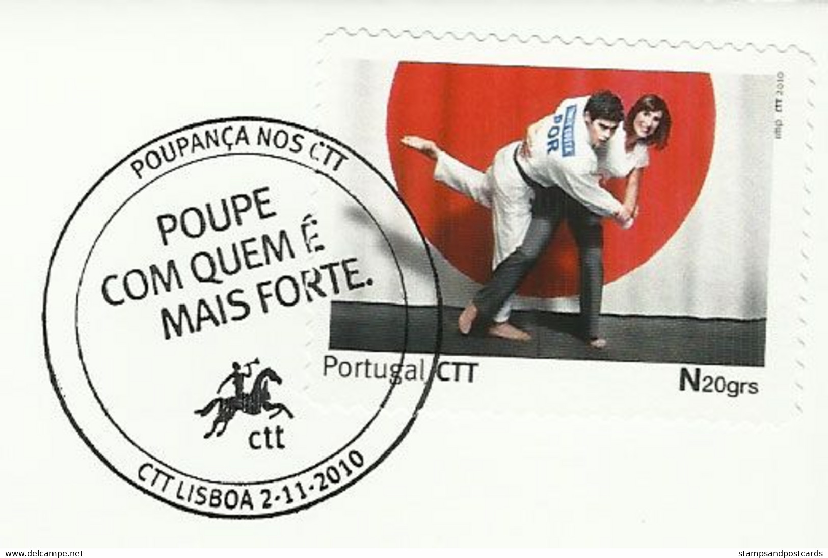 Portugal Lettre Timbre Personnalisé Judo Journée Mondiale D'Epargne 2010 Cover Personalized Stamp Event Pmk Savings Day - Covers & Documents