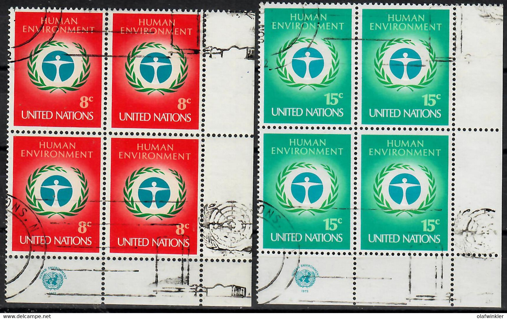 1972 Environmental Conf Block Of 4 Lrc Sc 229-30 / YT 222-3 / Mi 249-50 Used / Oblitéré / Gestempelt [zro] - Oblitérés