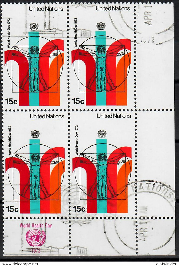 1972 World Health Day Block Of 4 Lrc Sc 228 / YT 221 / Mi 244 Used / Oblitéré / Gestempelt [zro] - Used Stamps