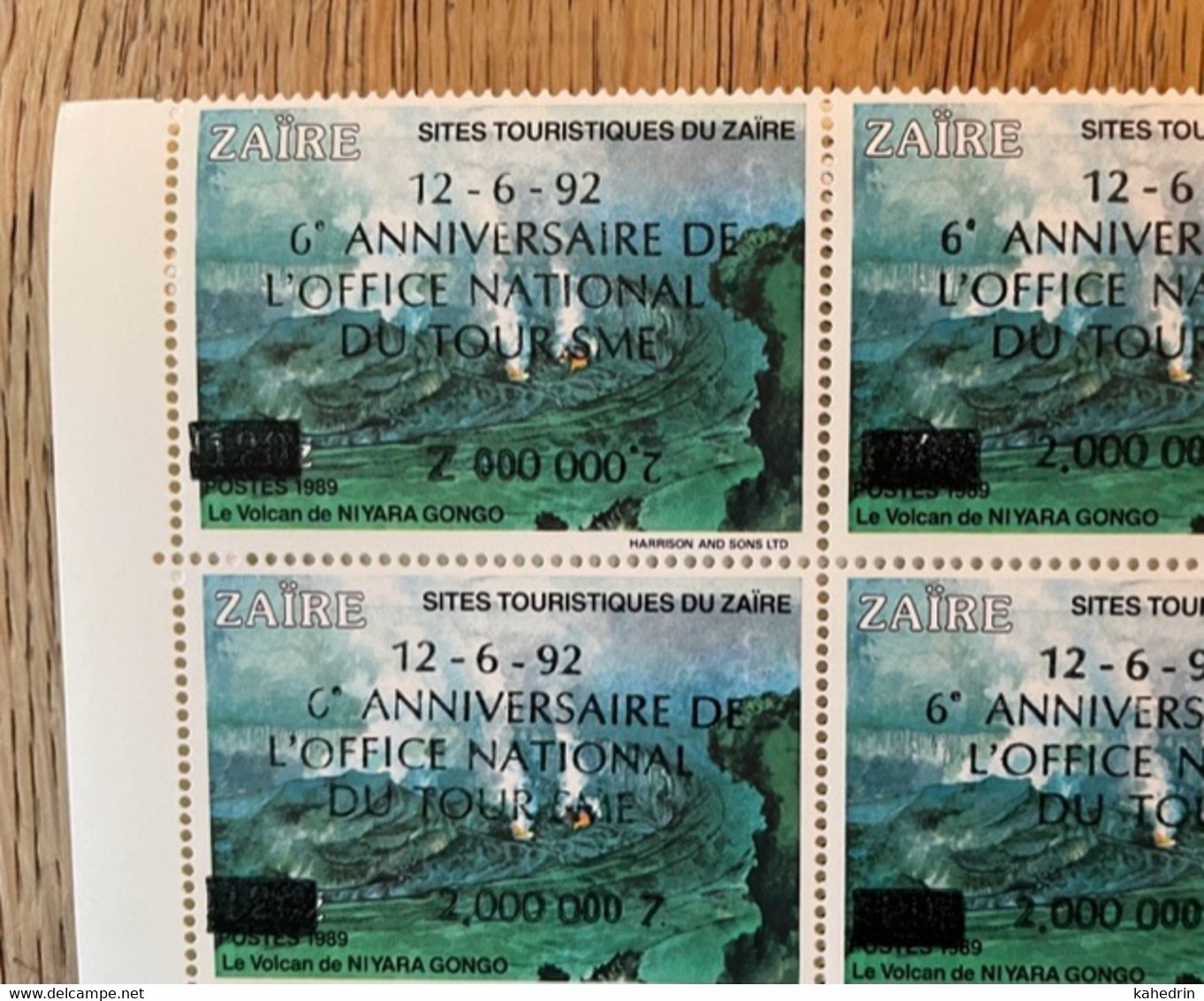 Zaire 1990, Sites Touristiques, Overprint Surcharge: 6e Anniversaire Du Tourisme, Inflation **, MNH, Half Sheet - Unused Stamps