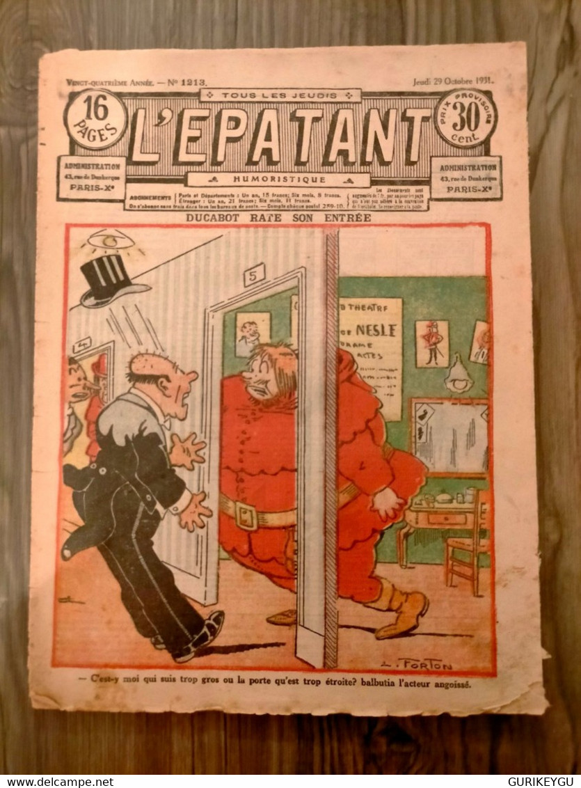 L'épatant N° 1213   LES PIEDS NICKELES     FORTON   29/10/1931 - Pieds Nickelés, Les