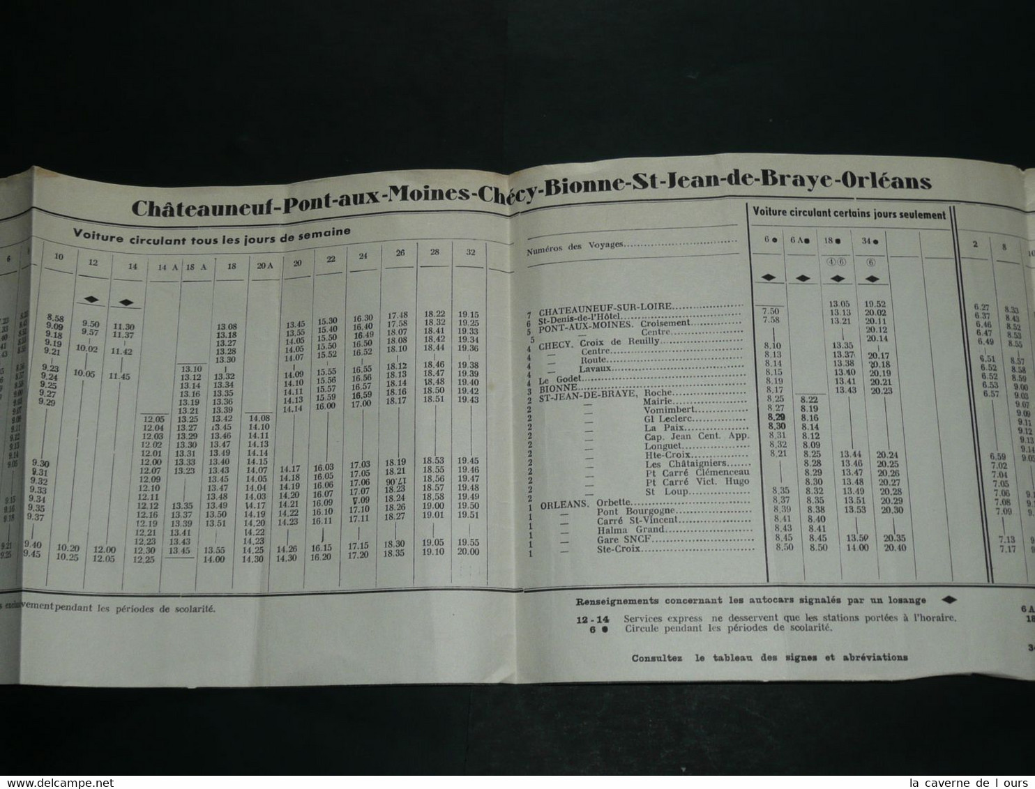 Rare Anciens Horaires De Transports En Communs 45 Chateauneuf Pont-Aux-Moines Chécy Bionne St-Jean-de-Braye Orléans - Europe