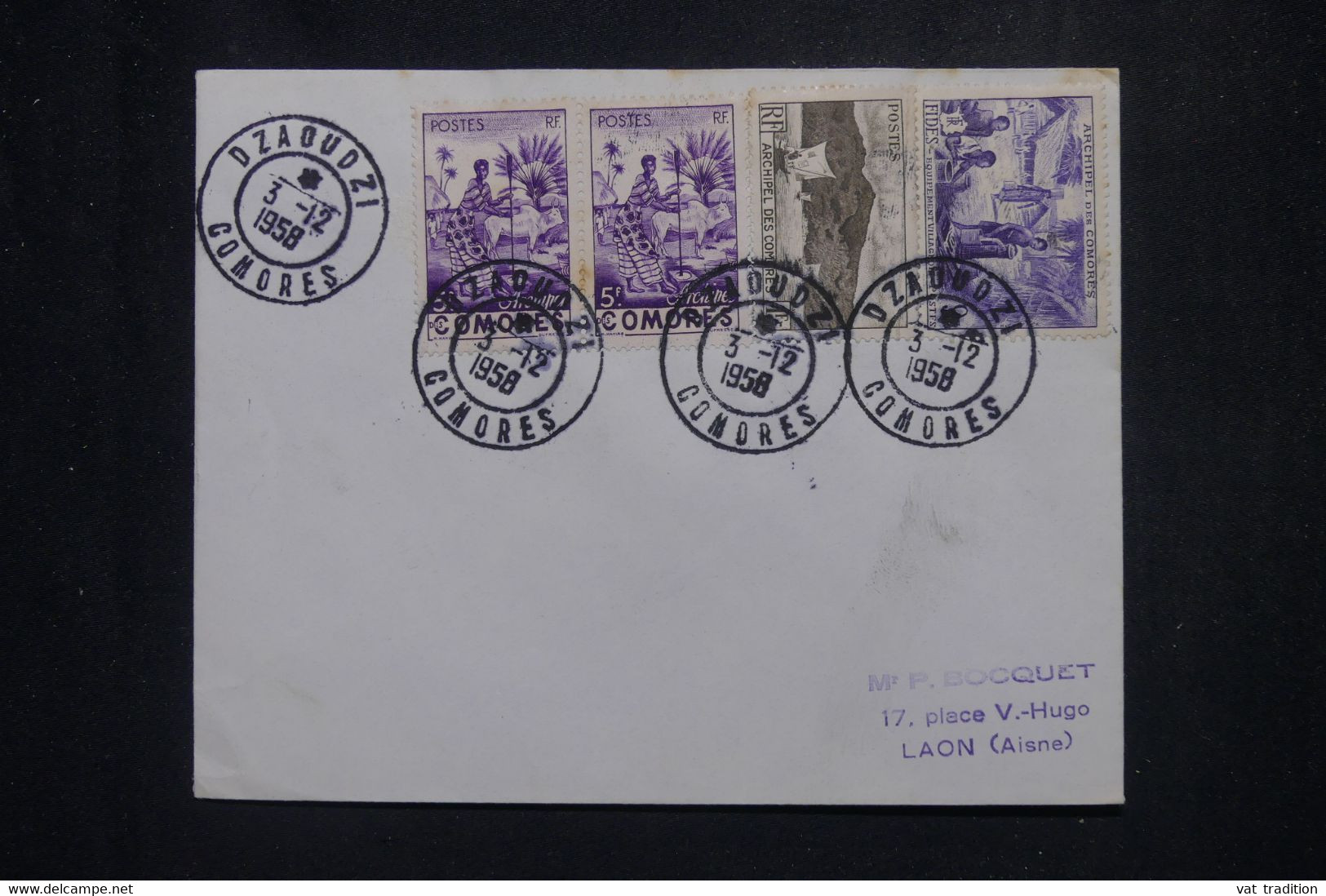 COMORES - Enveloppe De Dzaoudzi Pour La France En 1958  - L 136424 - Covers & Documents