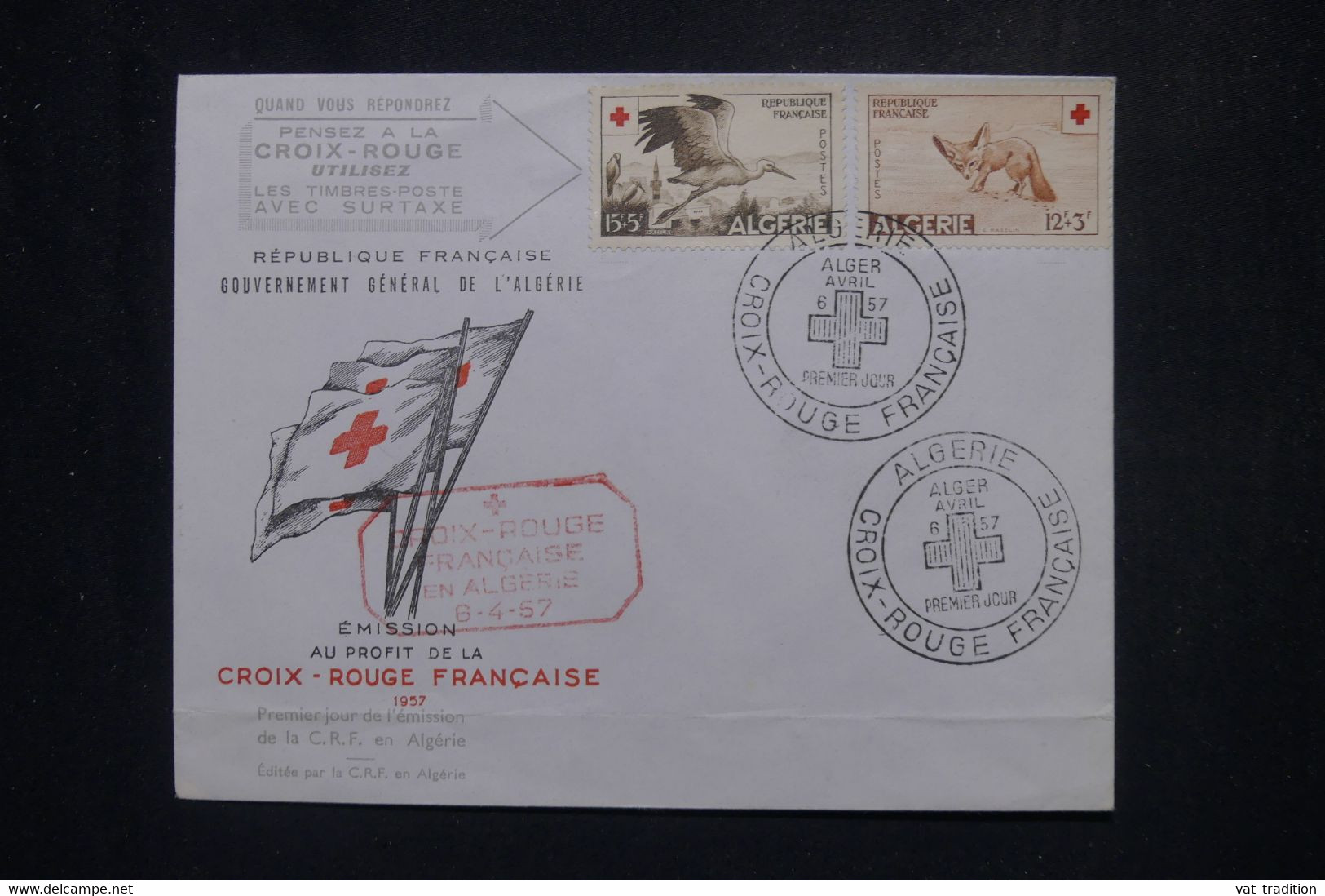 ALGÉRIE - Enveloppe FDC En 1957 - Croix Rouge  - L 136425 - FDC