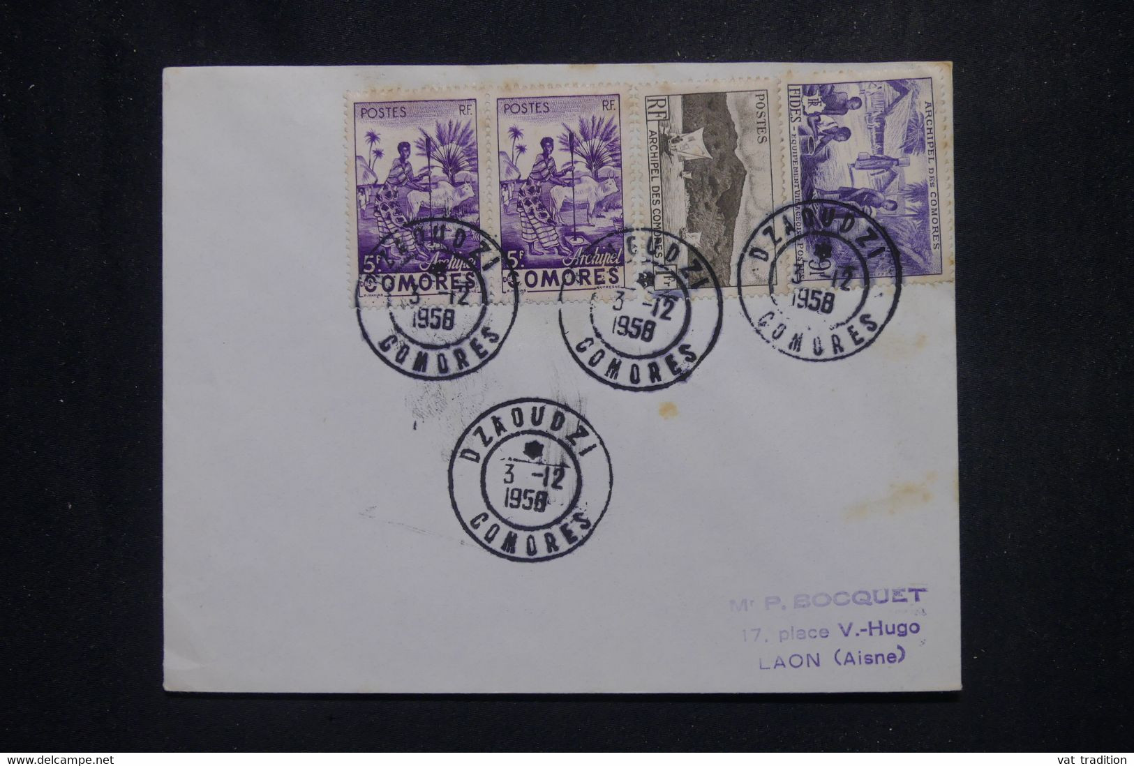 COMORES - Enveloppe De Dzaoudzi Pour La France En 1958  - L 136427 - Storia Postale