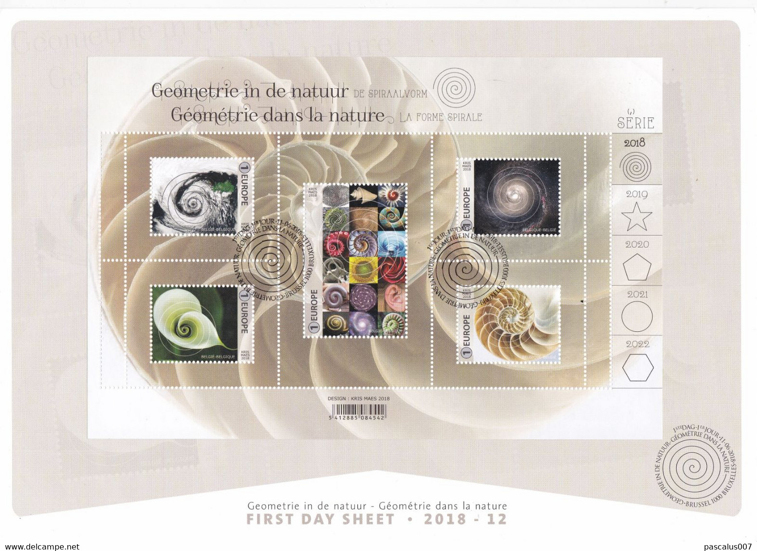 13   BL 265  2018-12 Belgique A4 FDS First Day Sheet  Formes Géométrie Dans La Nature - Spirale Bruxelles 1000 Brussel 1 - 2011-2014