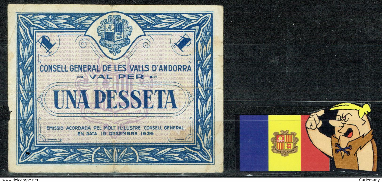 PESETA ANDORRANA 1936 COLOR AZUL Nº 00061 RARA - Andorra