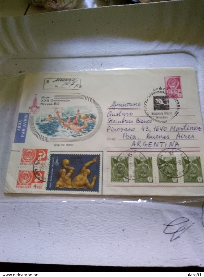 Ussr.moscow 80 Olympic.posted During The Games To Argentina.1 Waterpolo Stamp&cover&pmk.registered.reg Post E7 - Water-Polo