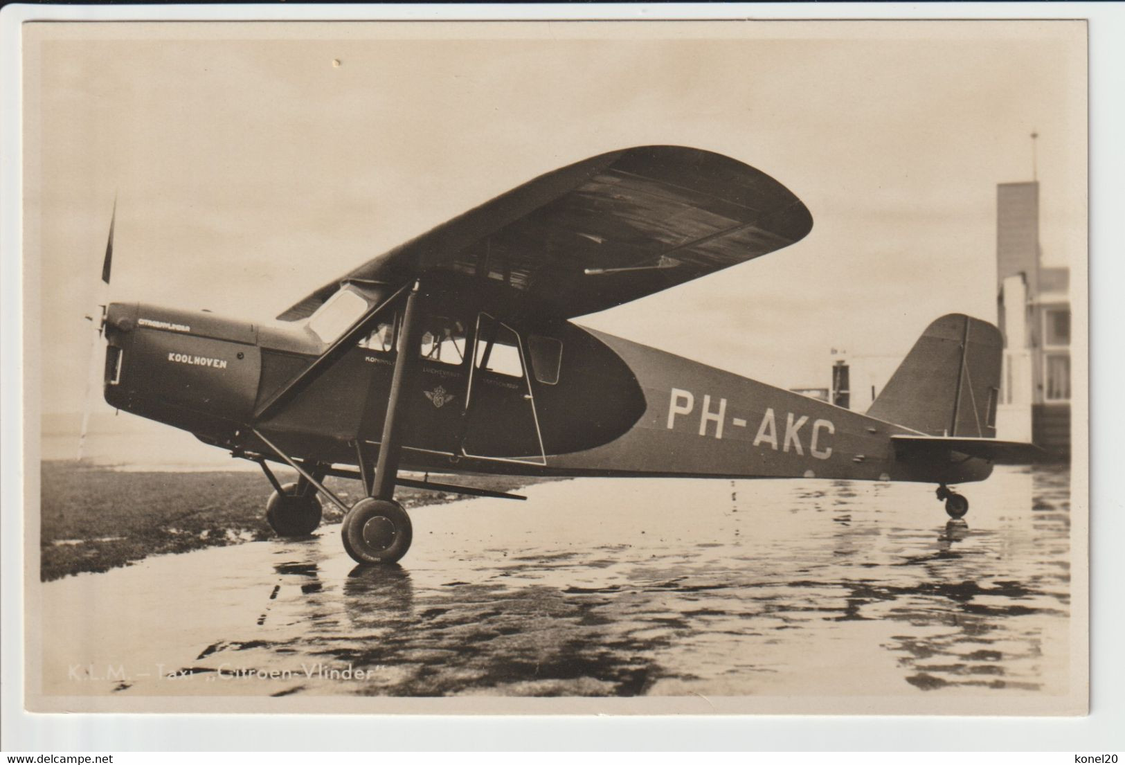 Vintage Rppc KLM K.L.M Royal Dutch Airlines Koolhoven F.K.43 Aircraft @ Schiphol Airport - 1919-1938: Fra Le Due Guerre