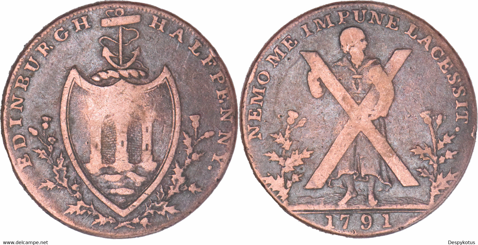 Grande-Bretagne - 1791 - HALF PENNY Token - Saint André - Edimbourg - 12-172 - Monedas/ De Necesidad