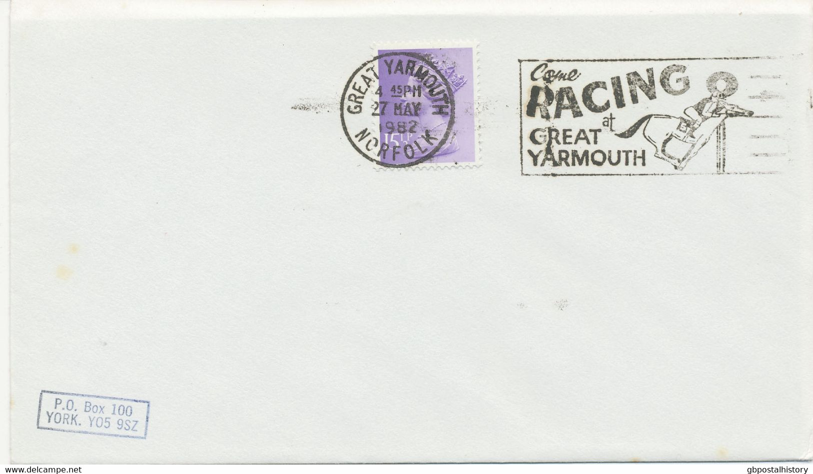 GB SLOGAN POSTMARKS  Come RACING At GREAT YARMOUTH / GREAT YARMOUTH / NORFOLK - Marcofilie