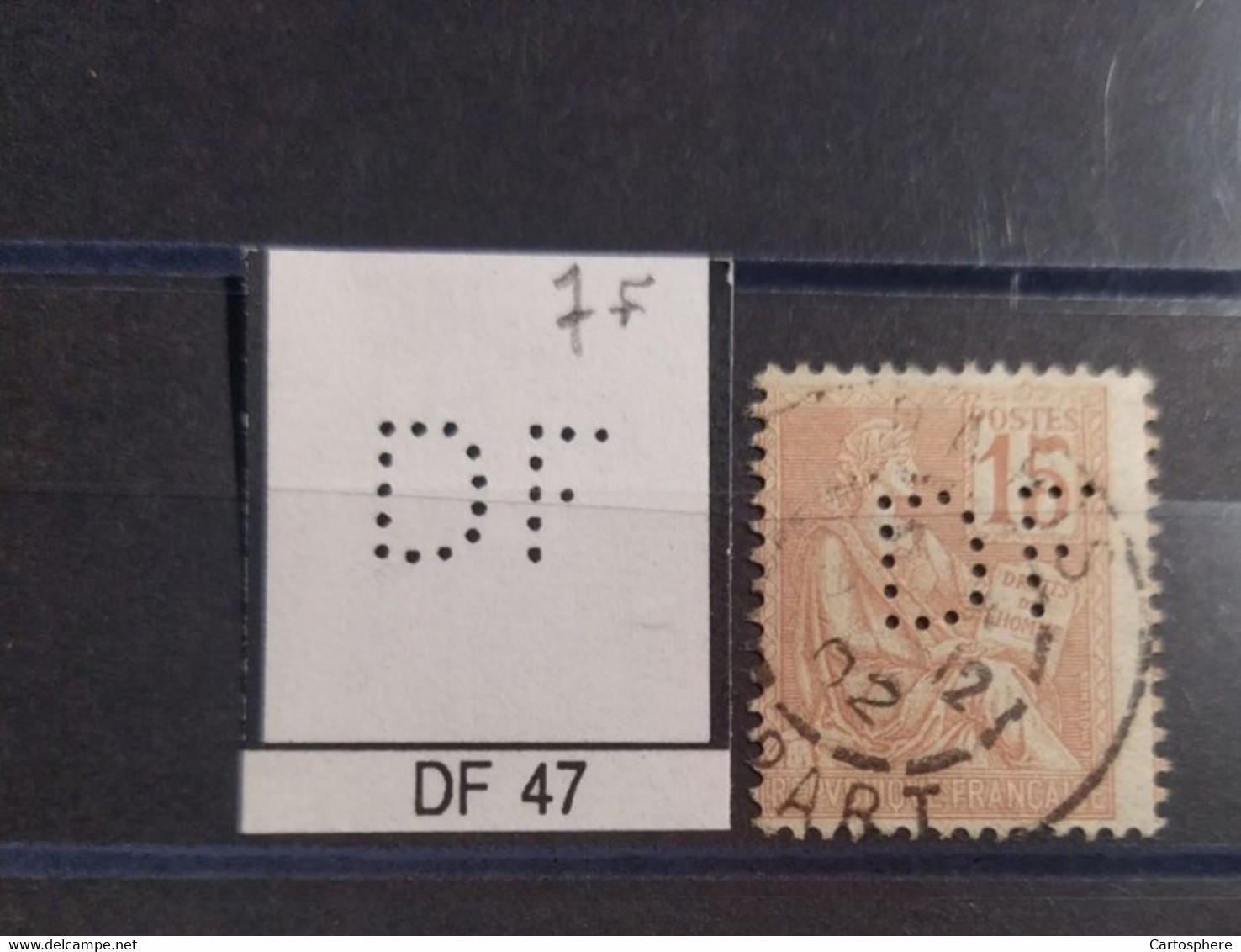 FRANCE DF 47 TIMBRE INDICE 7  PERFORE PERFORES PERFIN PERFINS PERFO PERFORATION PERFORIERT - Used Stamps