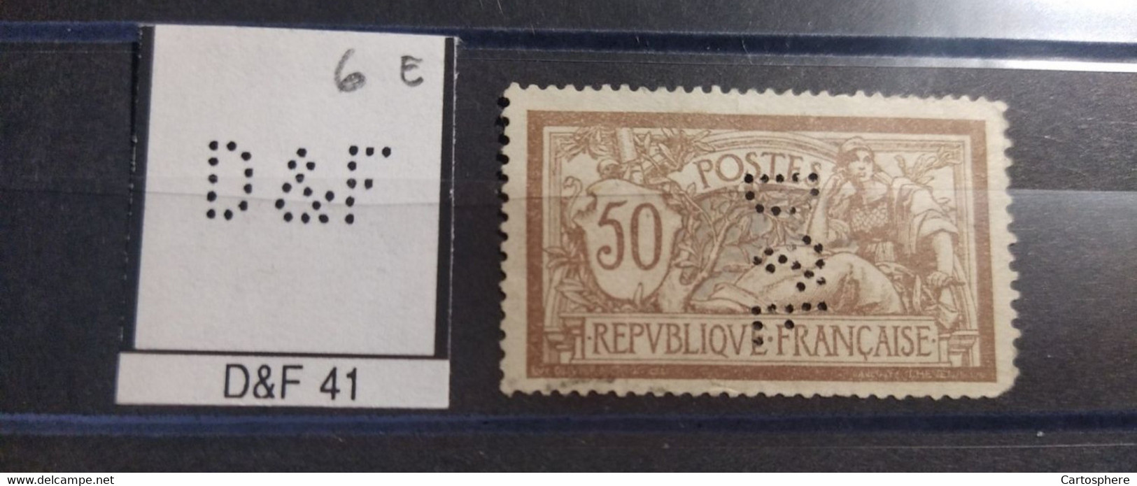 FRANCE DF 41 TIMBRE INDICE 5  PERFORE PERFORES PERFIN PERFINS PERFO PERFORATION PERFORIERT - Used Stamps