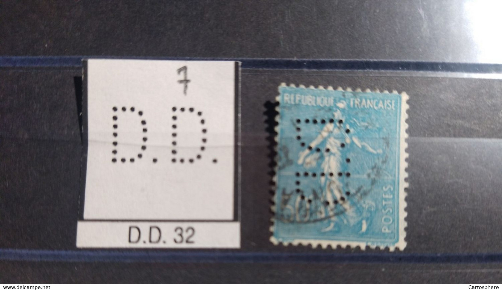 FRANCE D.D 32 TIMBRE DD32 INDICE 5 SUR 137 SEMEUSE PERFORE PERFORES PERFIN PERFINS PERFO PERFORATION PERFORIERT - Used Stamps