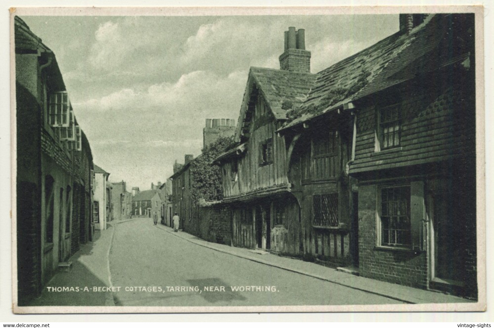 UK: Thomas A Becket Cottages, Tarring, Near Worthing (Vintage Postcard) - Worthing